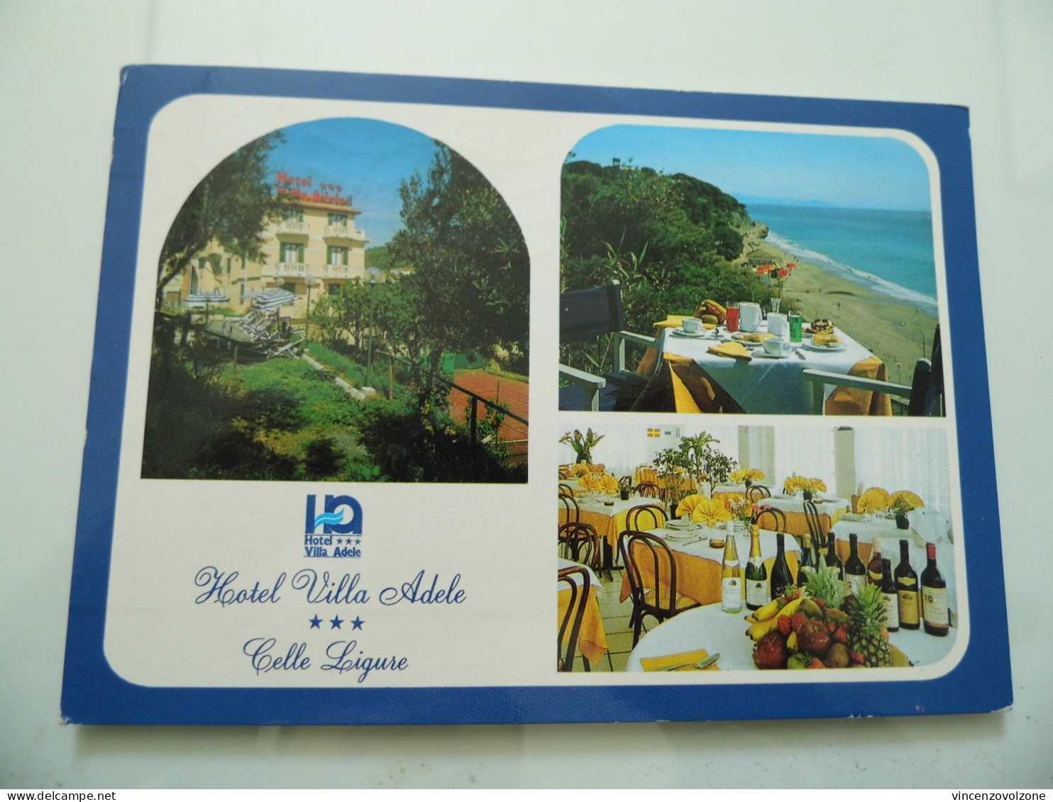 Cartolina Viaggiata "HOTEL VILLA ADELE CELLE LIGURE" Vedutine 1991 - Hotel's & Restaurants