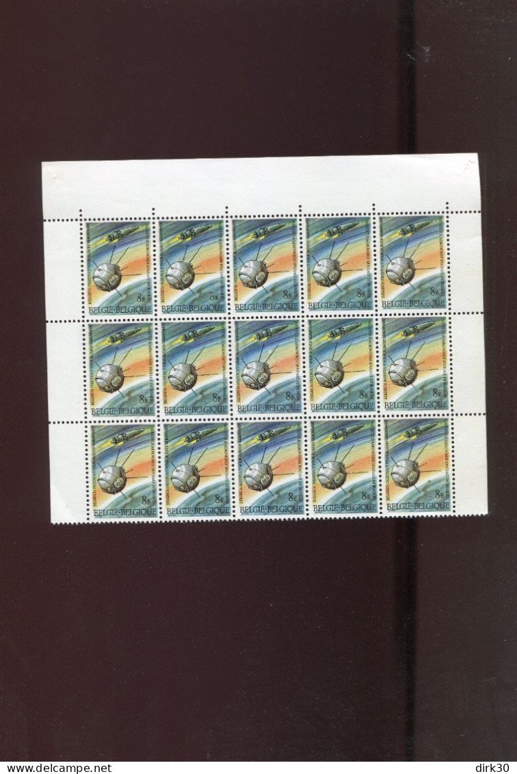 Belgie 1380 1380-Cu Curiositeit Witte Vlek In Satelliet Z.8 In Blok Van 15 - 1961-1990