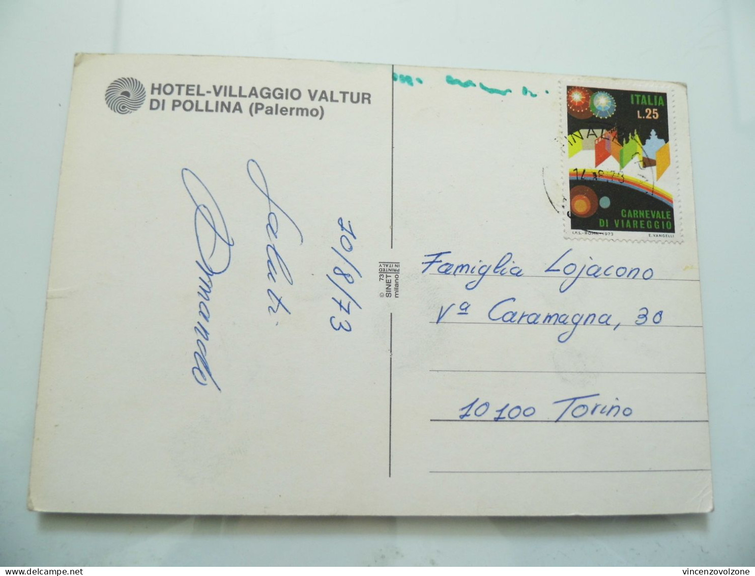 Cartolina Viaggiata "HOTEL VILLAGGIO VALTUR DI POLLINA ( Palermo )" 1973 - Hotel's & Restaurants