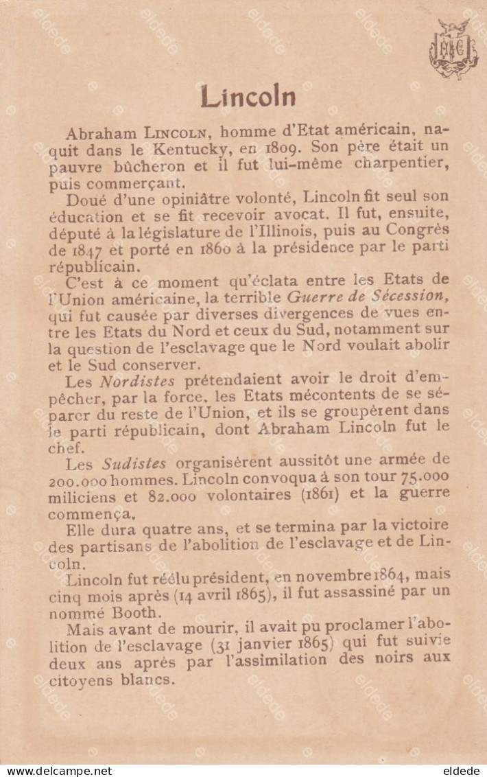 Abraham Lincoln Born Kentucky Assassinated Abolition Of Slavery Esclavage - Sonstige & Ohne Zuordnung