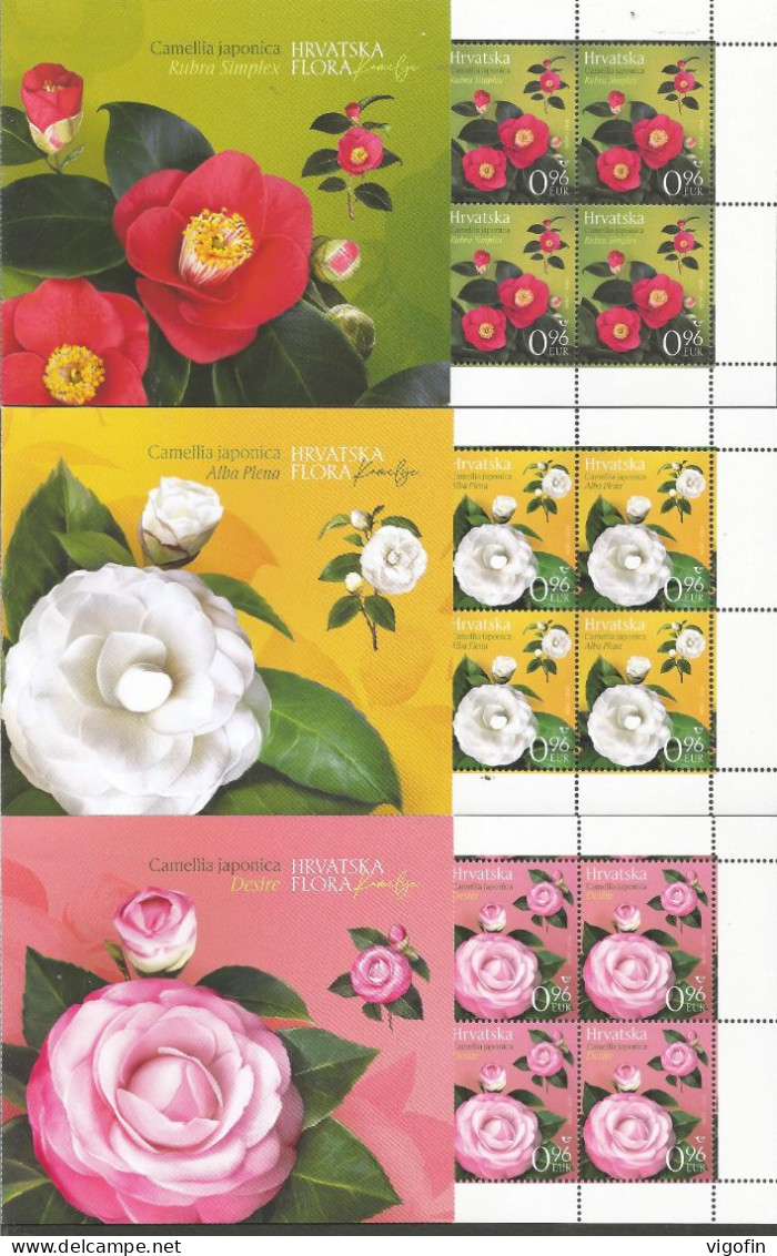 HR 2024-1656-8 FLOWERS, HRVATSKA CROATIA, 3Booklets, MNH - Croatia