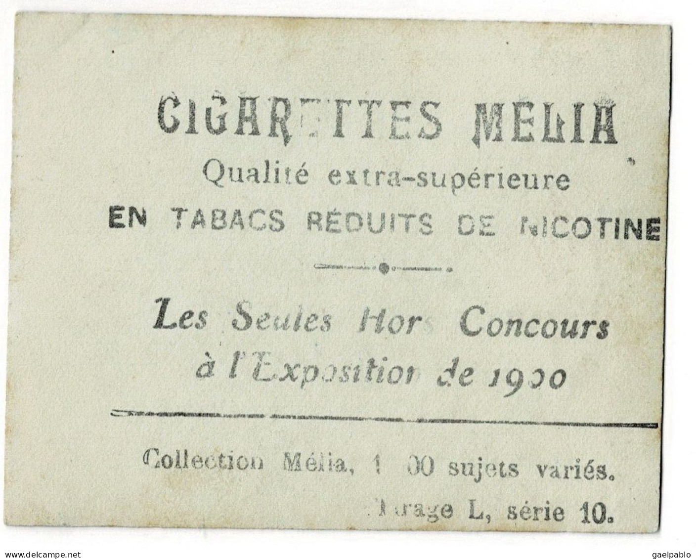 CIGARETTES MELIA -   BERNY    - Tirage L Série 10 - Melia