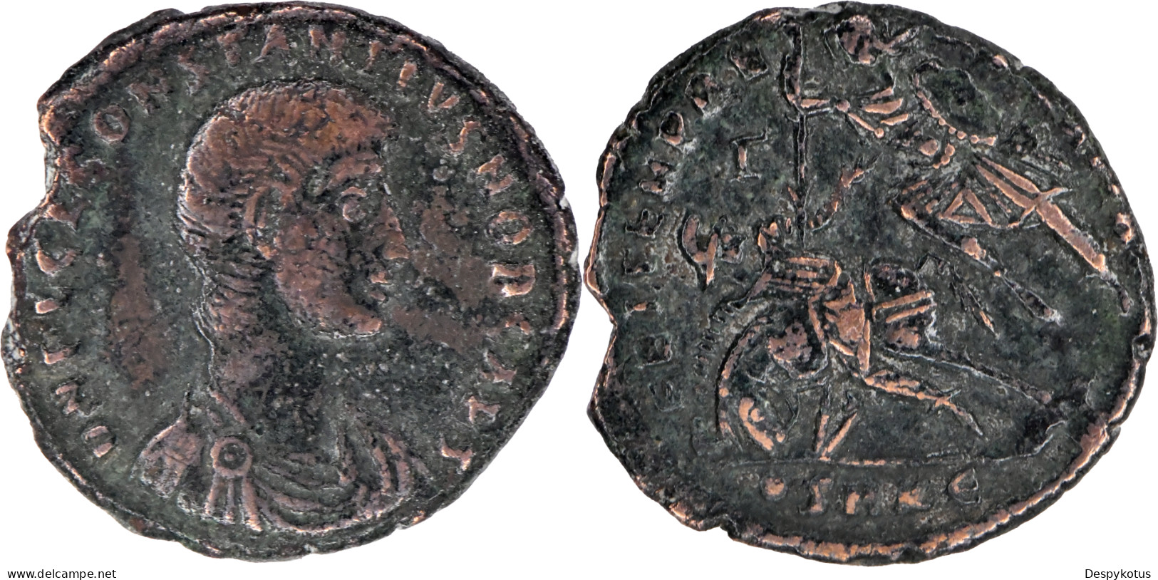 ROME - Maiorina - CONSTANCE II - Cavalier à Terre - Cyzique (Γ|-/•SMKE) - RIC.96 - 18-397 - L'Empire Chrétien (307 à 363)
