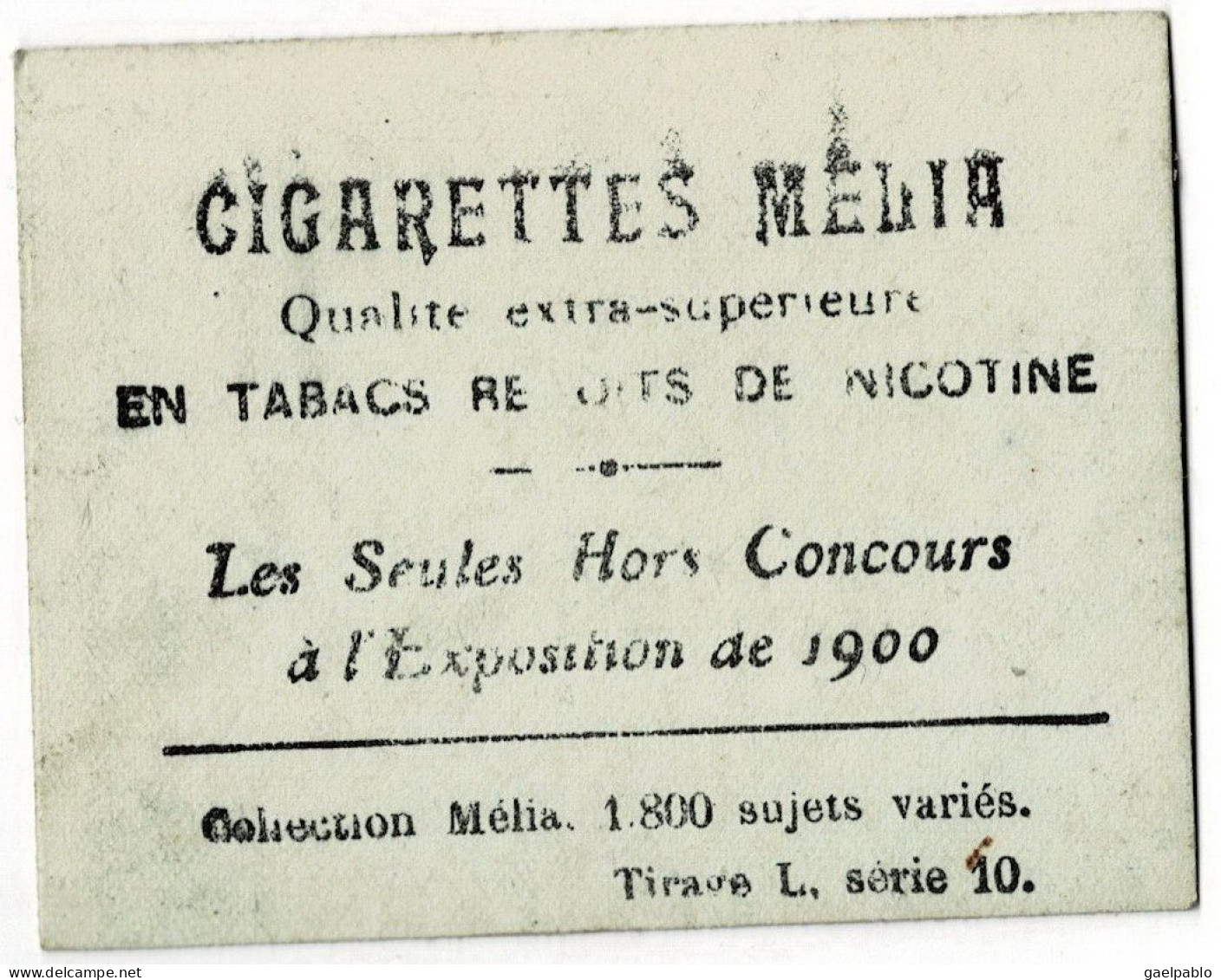 CIGARETTES MELIA -   ZETTE    - Tirage L Série 10 - Melia