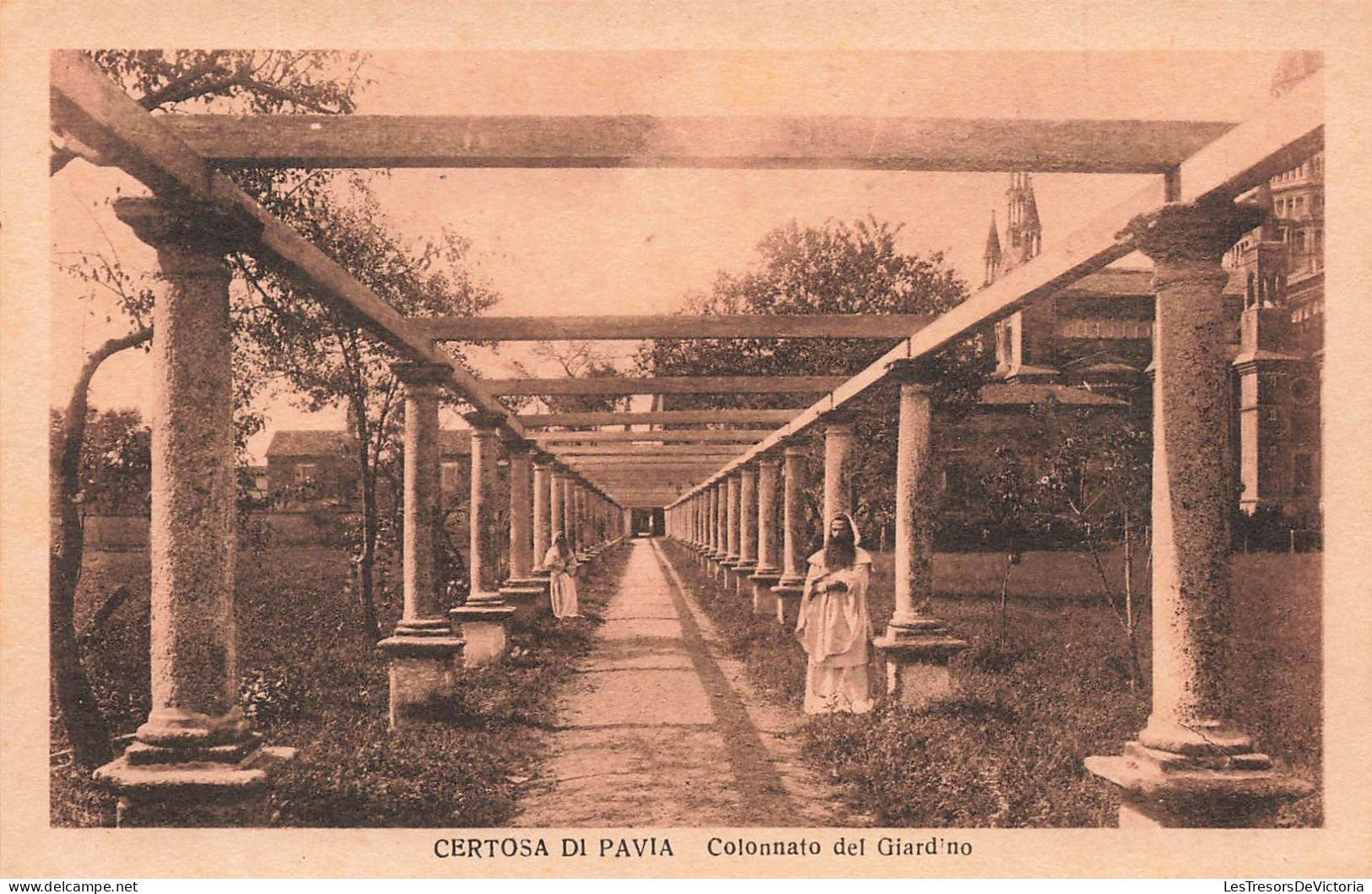 ITALIE - Certosa Di Pavia - Colonnato De Giard'no - Vue Générale - Deux Hommes - Carte Postale Ancienne - Pavia