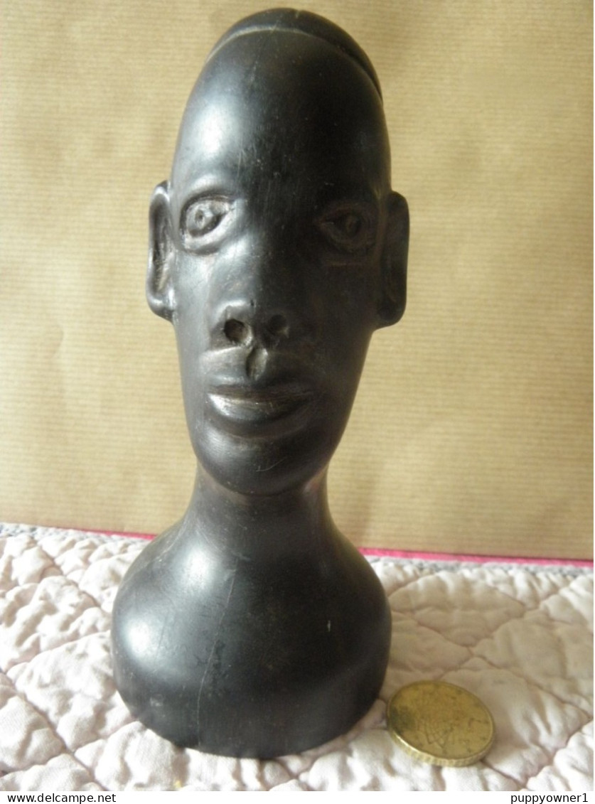 Vintage Buste Tete Africain Sculpté à La Main En ébène - Arte Africano