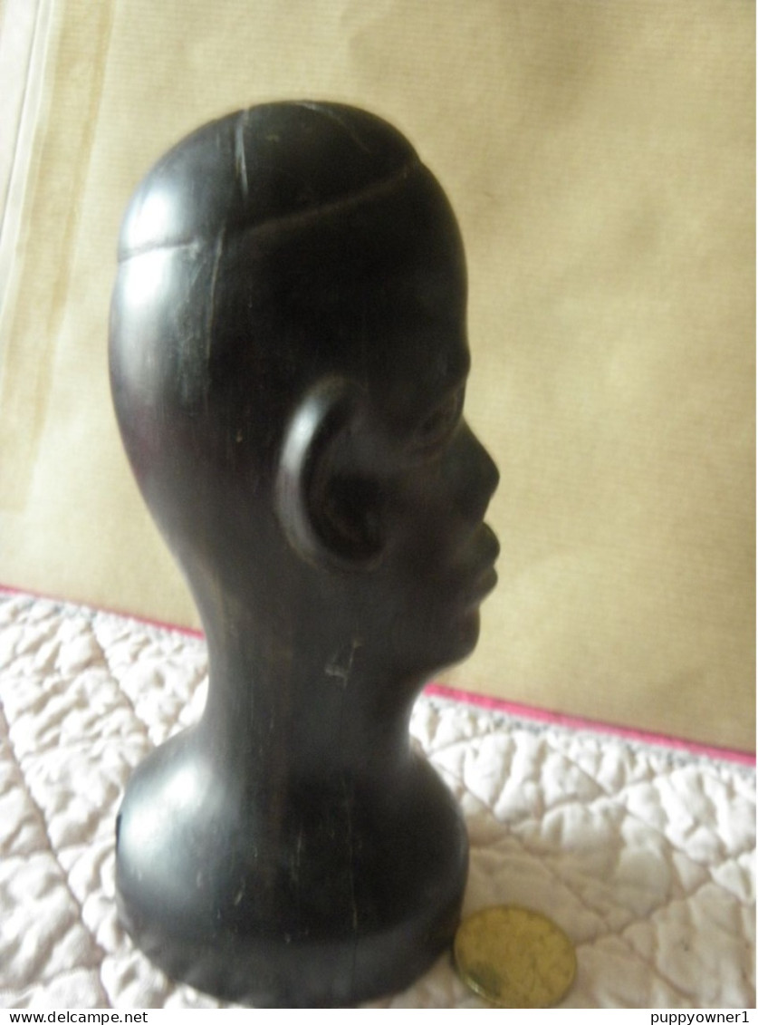 Vintage Buste Tete Africain Sculpté à La Main En ébène - Arte Africano