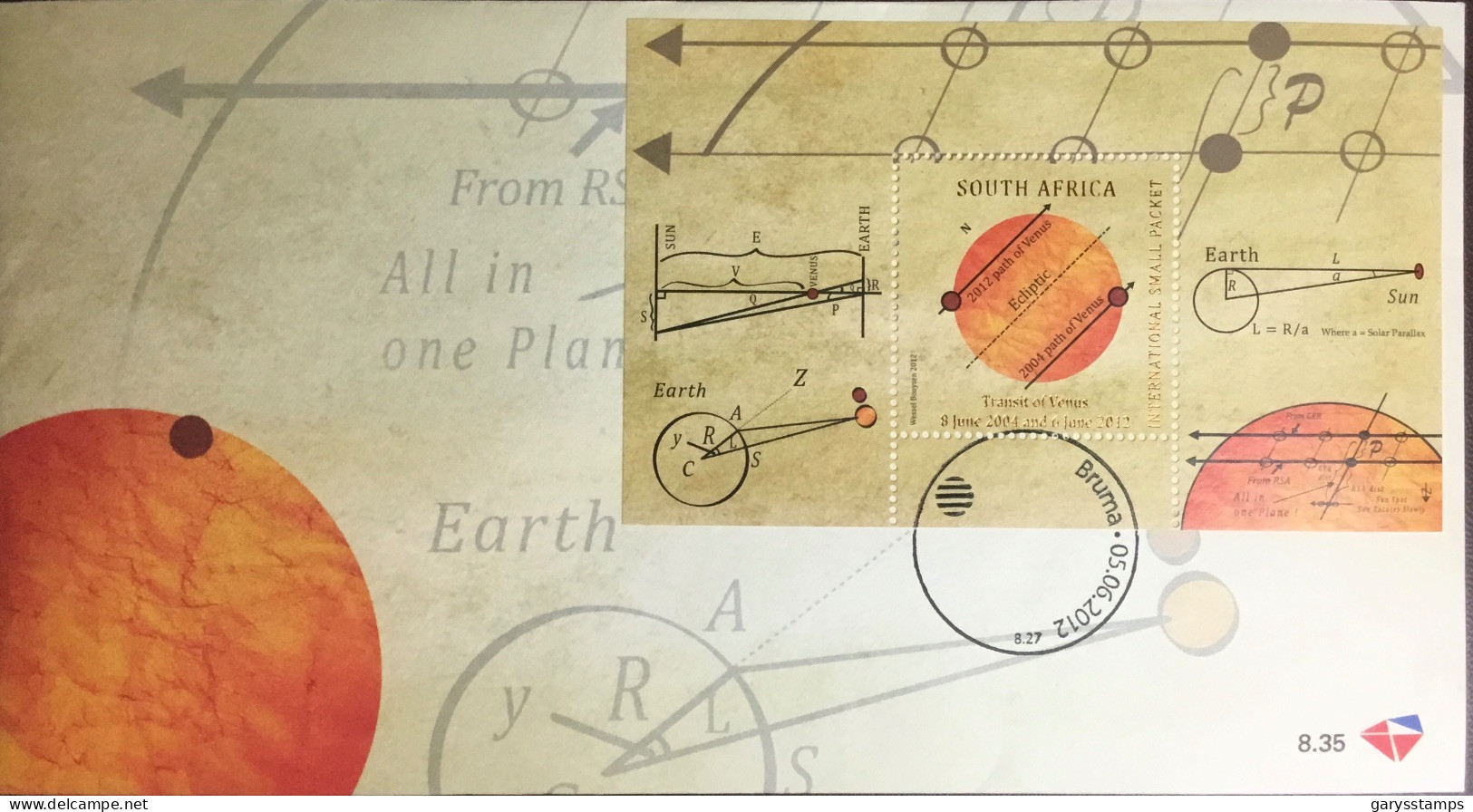 South Africa 2012 Transit Of Venus FDC Cover - FDC