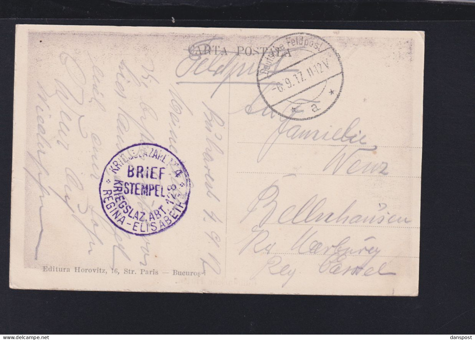 Rumänien Romania AK Hirten Dt. Feldpost Kriegslazarett Regina Elisabeth 1917 - World War 1 Letters