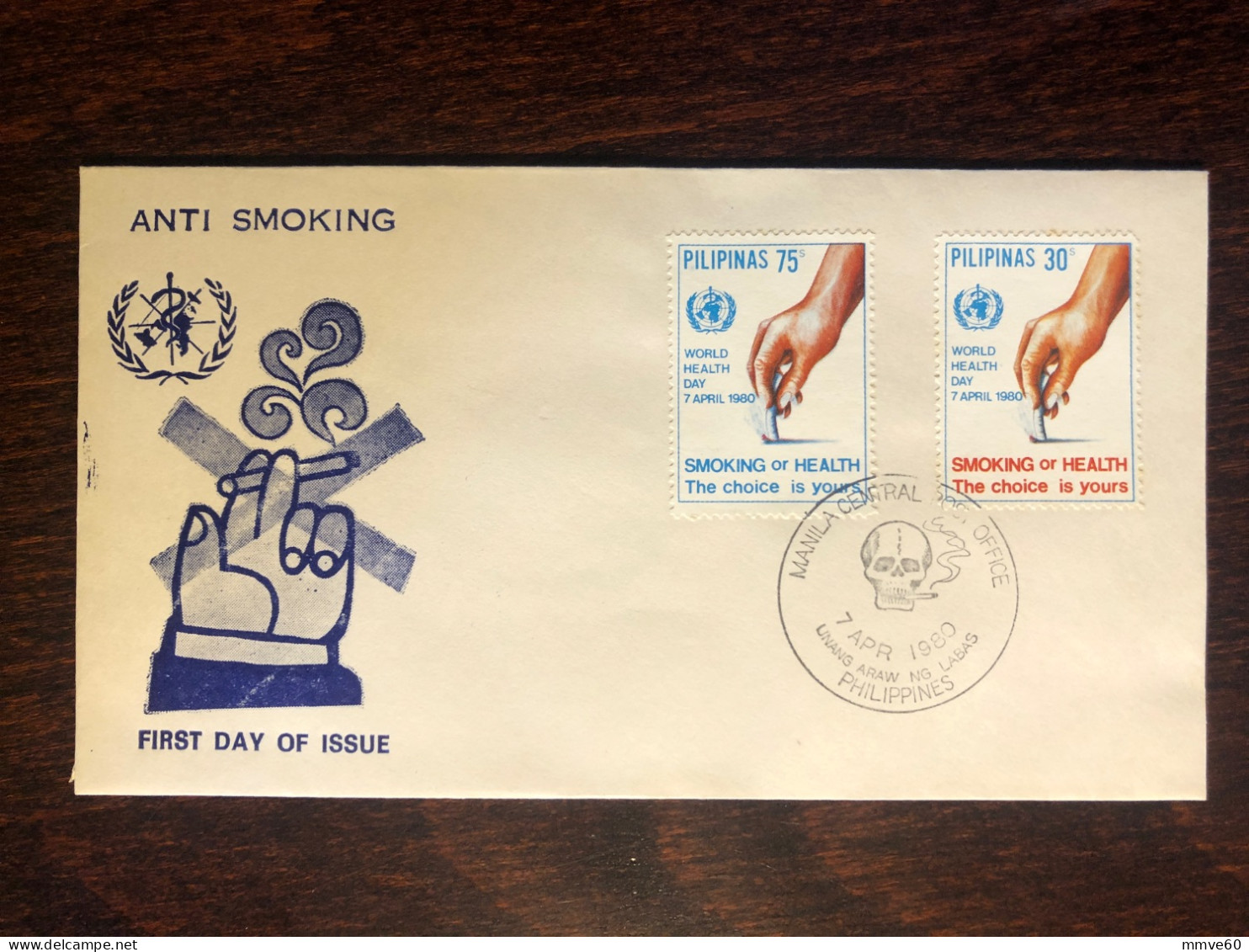 PHILIPPINES FDC COVER 1980 YEAR SMOKING TOBACCO HEALTH MEDICINE STAMPS - Philippines