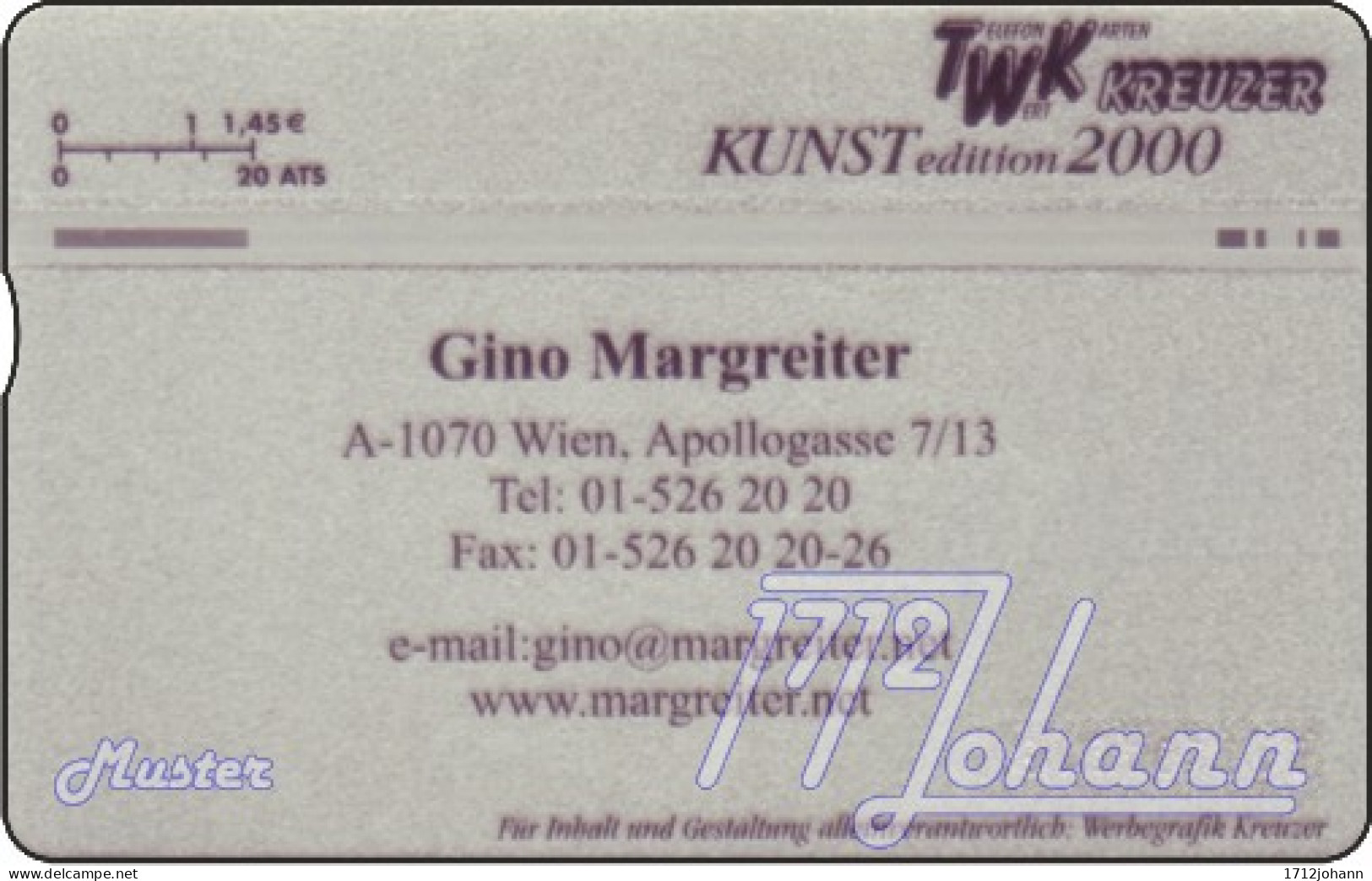 TWK Österreich Privat: "Kunst - Gino Margreiter" Gebr. - Autriche