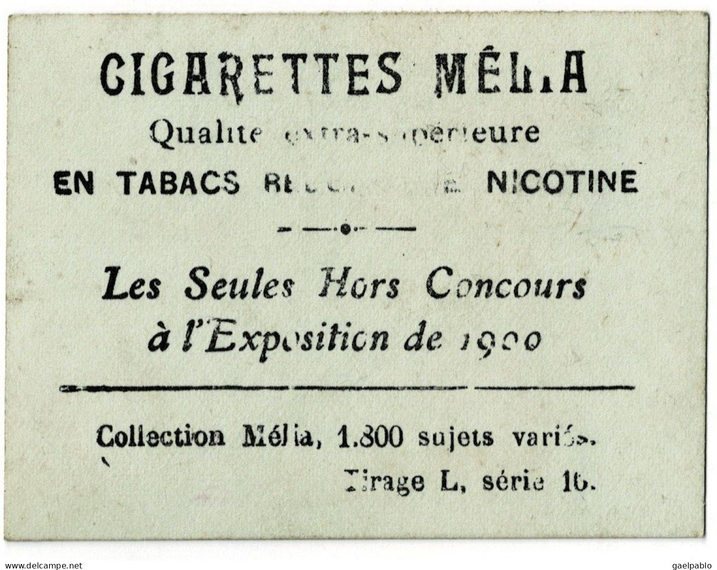 CIGARETTES MELIA  -   MURANNI  -  Tirage L Série 10 - Melia