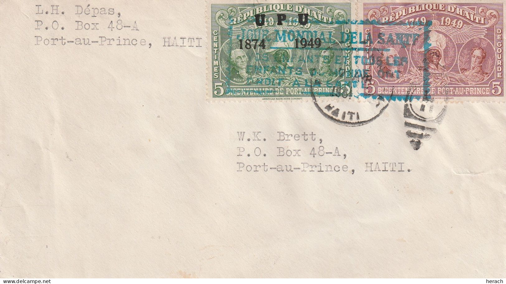 Haïti Lettre Port Au Prince 1949 - Haïti