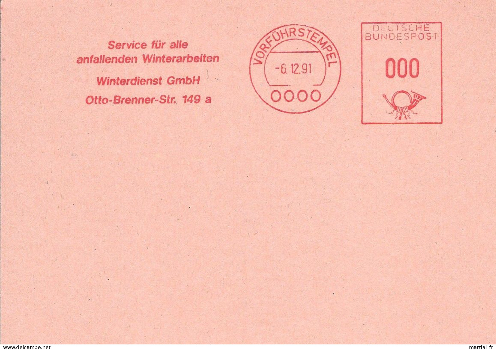 EMA ALLEMAGNE DEUTSCHLAND BUND SPECIMEN HIVER WINTER TRAVAUX HIVERNAUX WINTERARBEITEN WINTERDIENST SERVICE HIVERNAL - Clima & Meteorologia