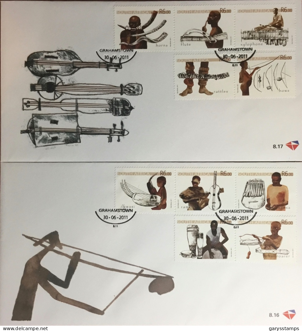 South Africa 2011 Musical Instruments FDC Cover Set - FDC
