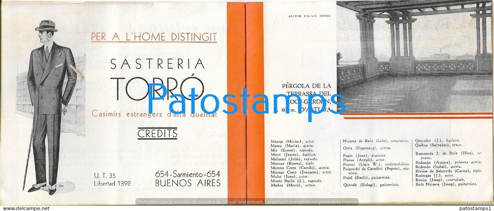 225832 ARGENTINA BUENOS AIRES ALVEAR PALACE HOTEL CATALAN TIME FIESTA V ANIVERSARIO AÑO 1933 PUBLICITY NO POSTCARD - Argentine