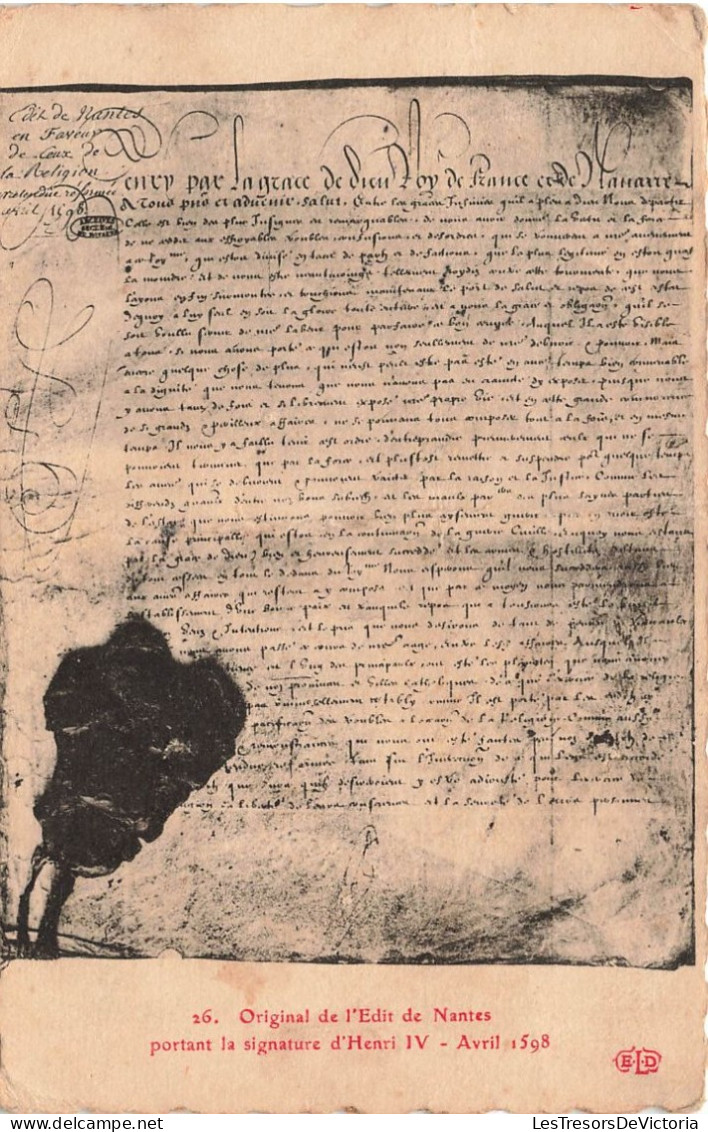 EVÉNEMENTS - L'original De L'Edit De Nantes - Henri IV - Avril 1598 - Carte Postale Ancienne - Altri & Non Classificati