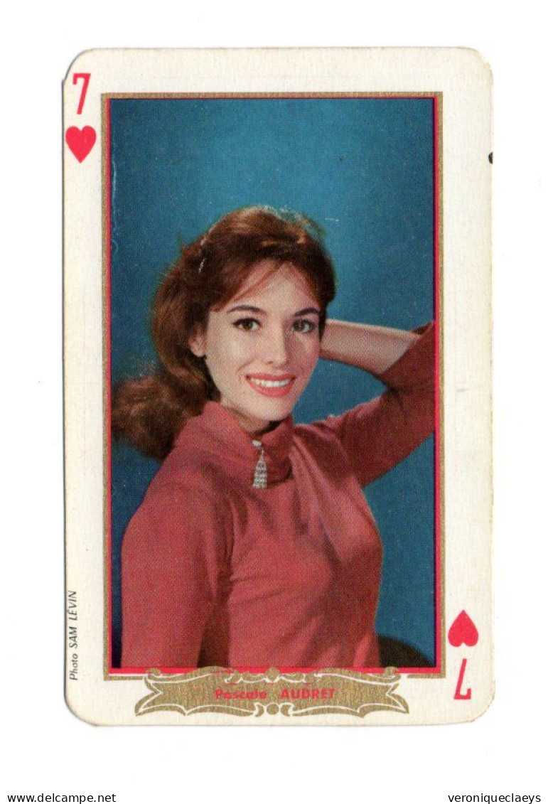 Carte à Jouer Ancienne "Pascale AUDRET"  7 De Cœur. C1/3 - Cartes à Jouer Classiques