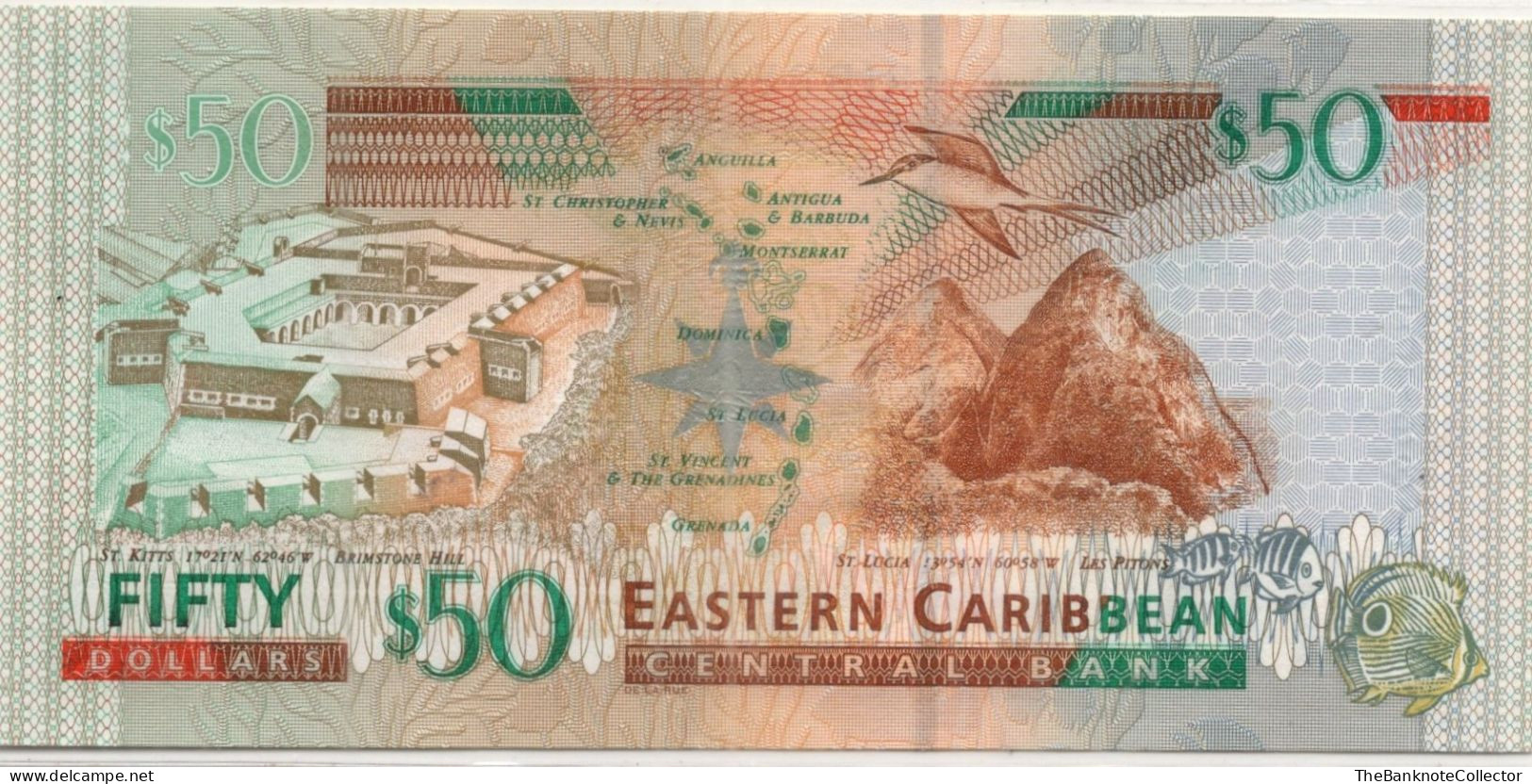 Eastern Caribbean 50 Dollars Antigua QEII P-40A ND 2000 UNC - Caribes Orientales