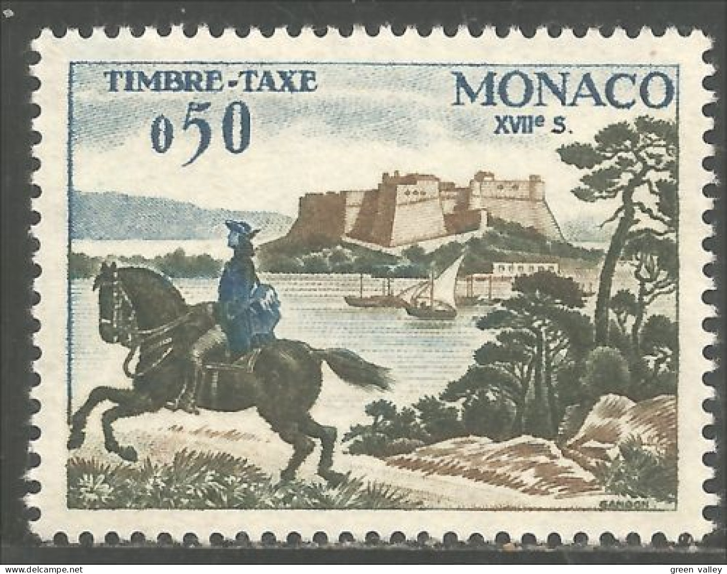 630 Monaco Taxe 1960 Postman Facteur Messager Messenger Cheval Horse Pferd MH * Neuf (MON-453) - Horses