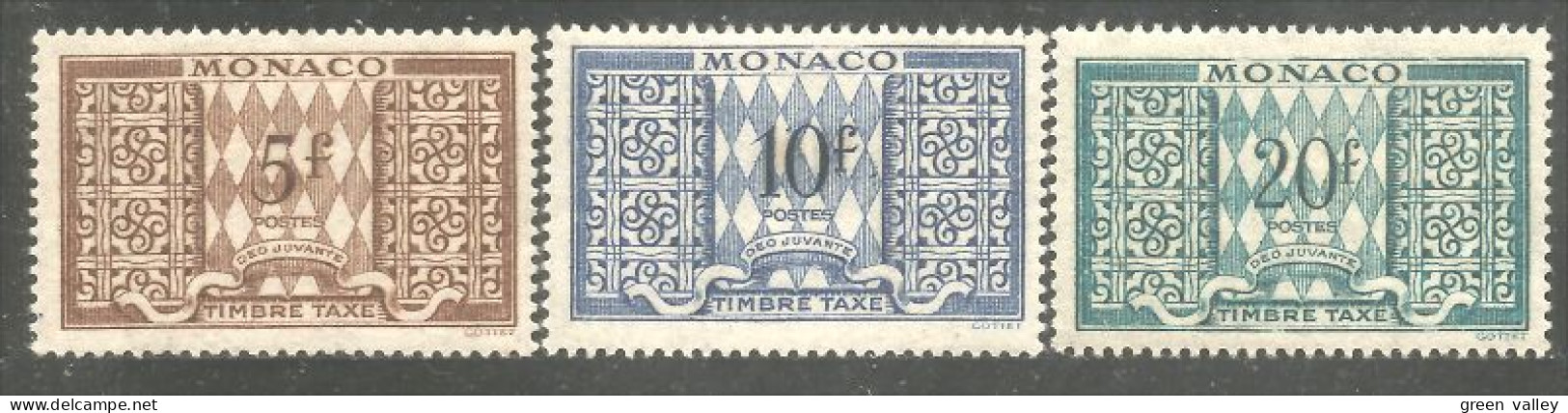 630 Monaco Taxe 1946 5f 10f 20f MH * Neuf (MON-439) - Portomarken