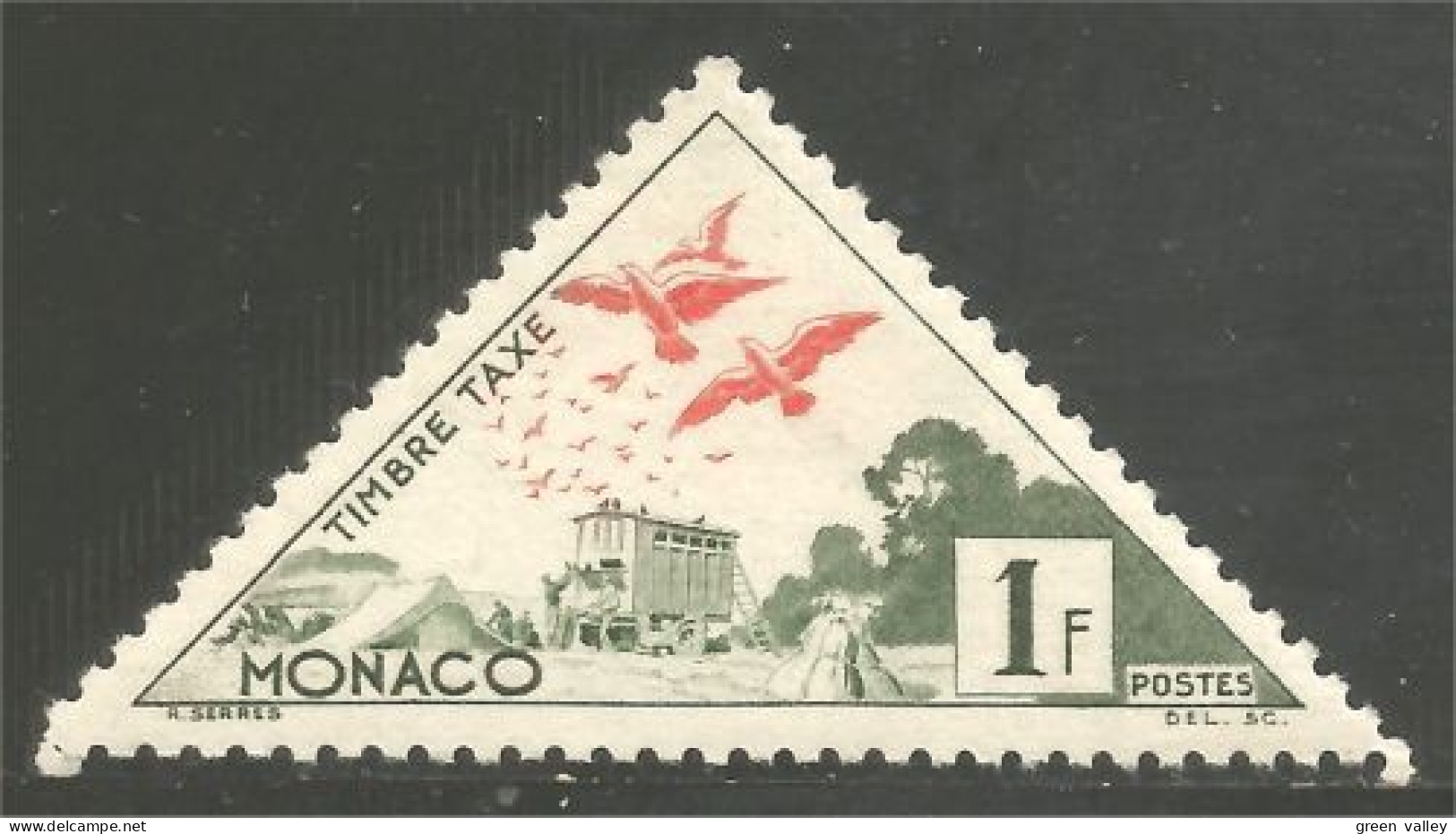 630 Monaco Taxe 1953 Carrier Pigeons Voyageurs Brieftauben Piccioni Tauben MH * Neuf (MON-441) - Columbiformes