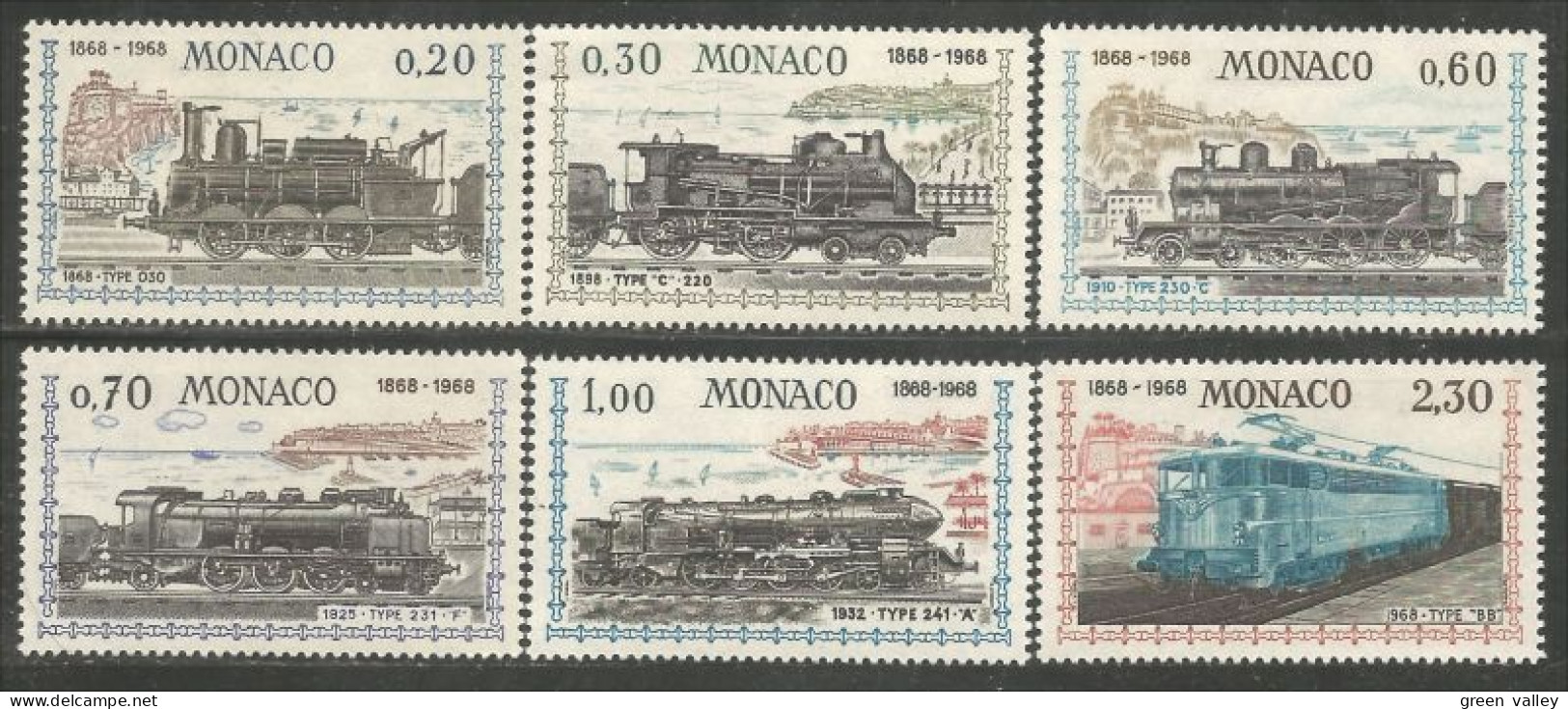 630 Monaco Yv 752-757 Train Railways Locomotive Treno Cote 20 Euros MNH ** Neuf SC (MON-378) - Ungebraucht