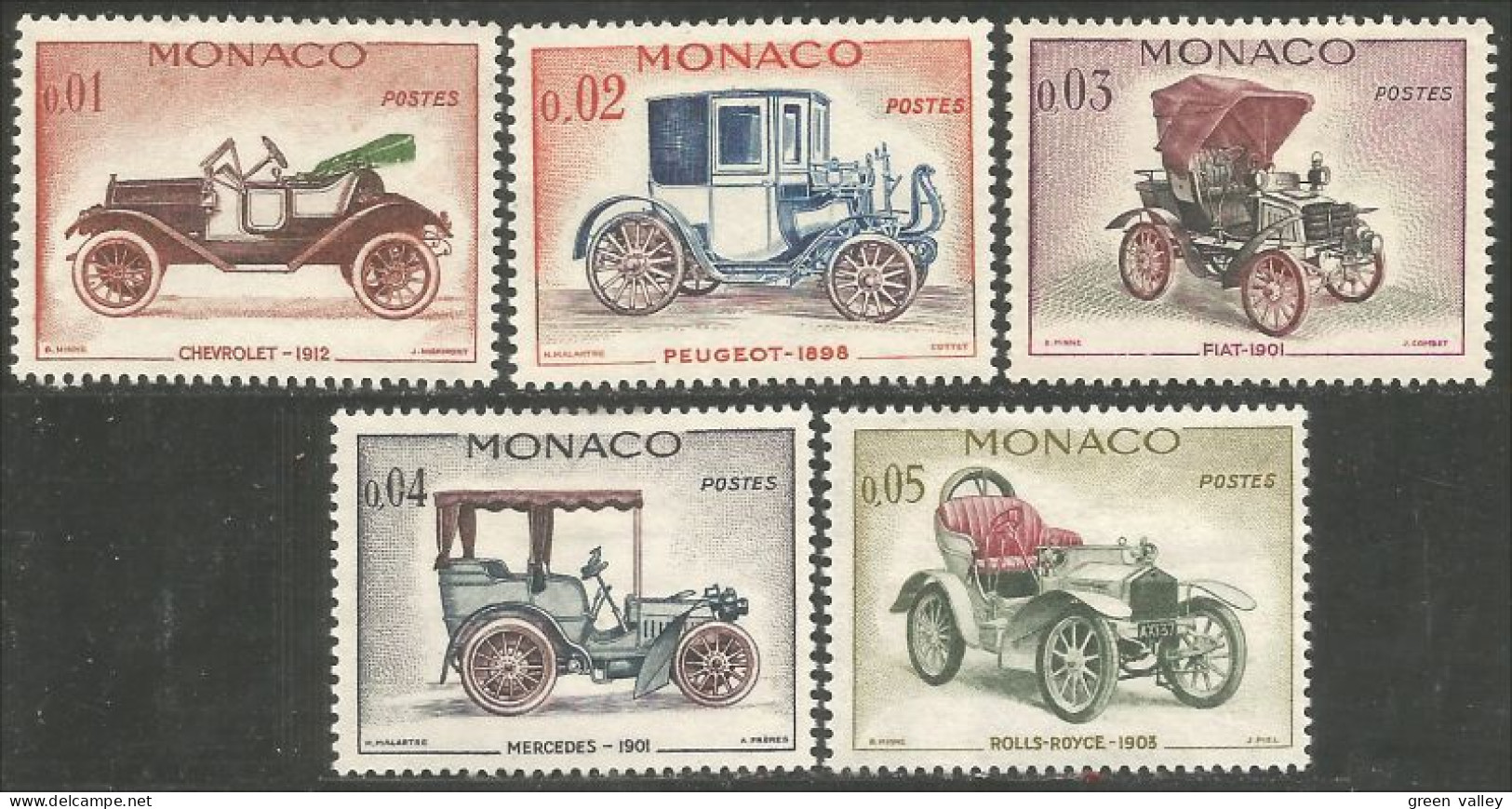 630 Monaco Rolls Royce Mercedes Fiat Peugeot Chevrolet MH * Neuf Très Légère (MON-377a) - Unused Stamps