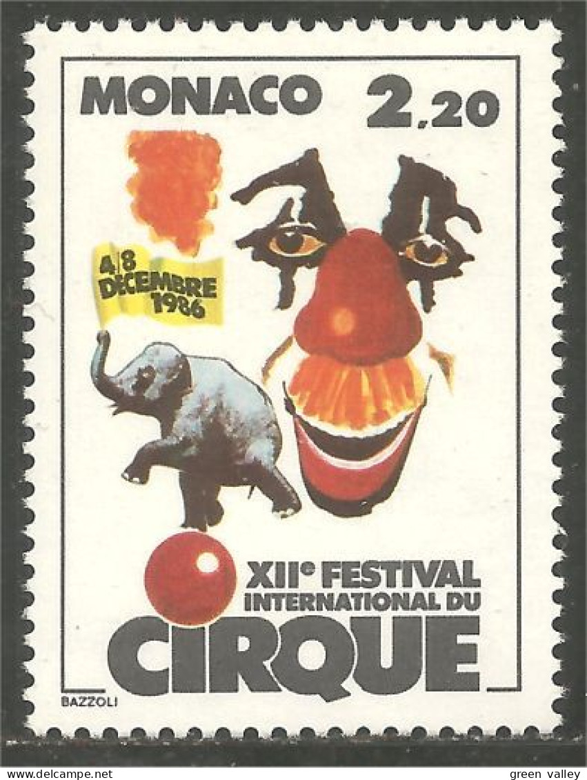 630 Monaco Cirque Circus Clown Elephant Elefante Norsu Elefant Olifant MNH ** Neuf SC (MON-355b) - Zirkus