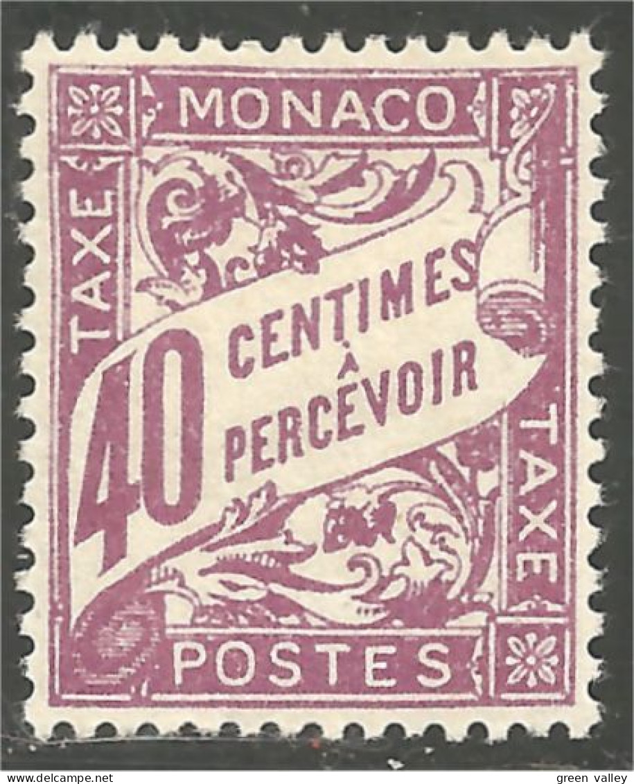 630 Monaco 1926 Yv 19 Taxe Postage Due 40c Violet MH * Neuf Légère (MON-350) - Postage Due