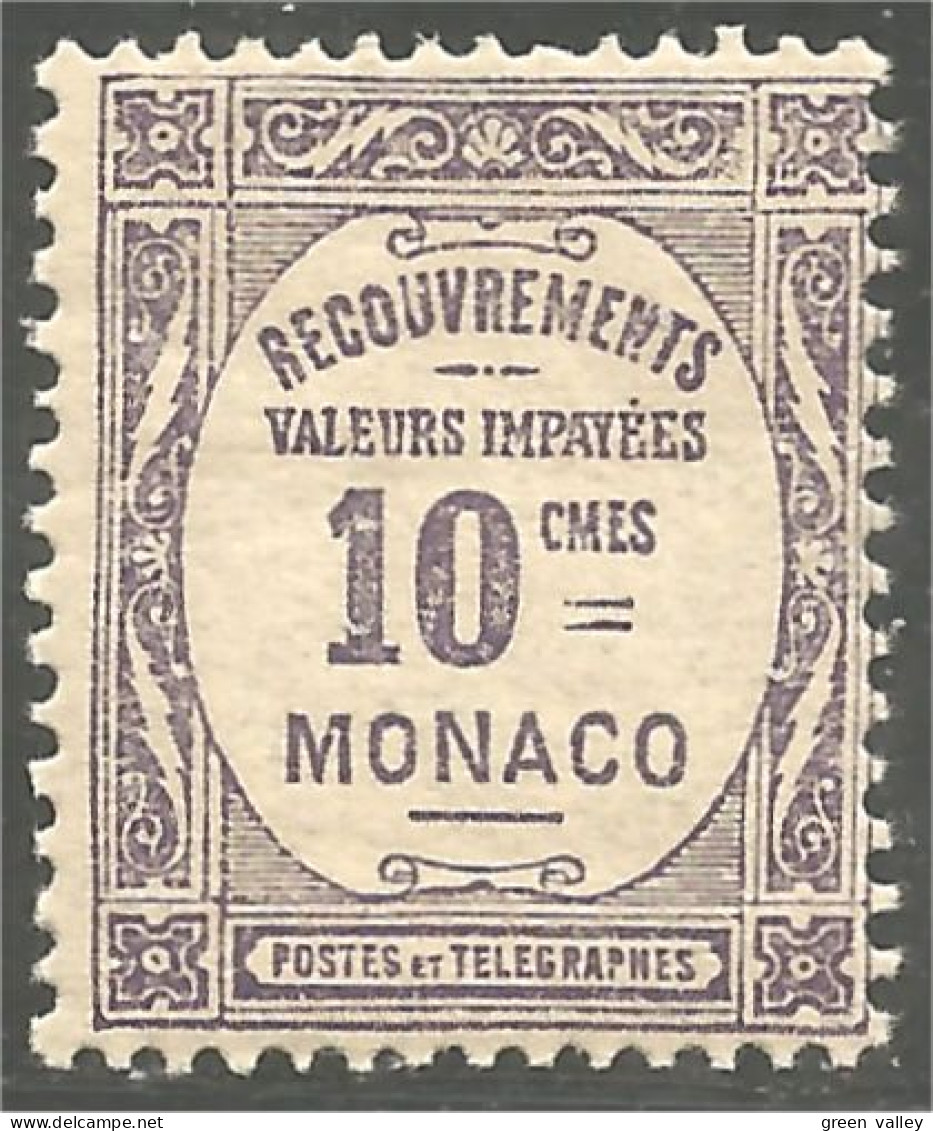 630 Monaco 1924 Yv 14 Taxe Postage Due 10c Violet MH * Neuf (MON-346b) - Taxe