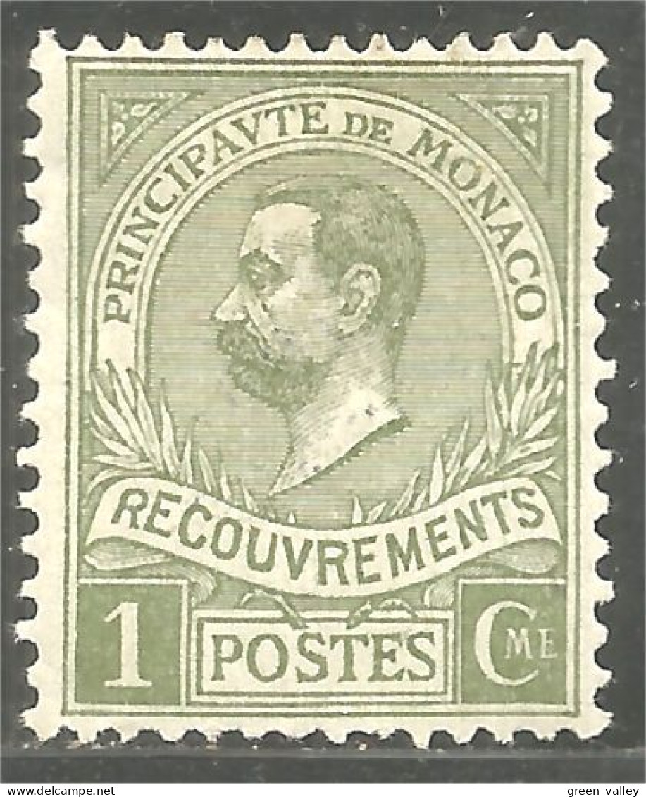 630 Monaco 1910 Yv 8 Taxe Postage Due Prince Albert I 1c Olive MH * Neuf (MON-341) - Portomarken