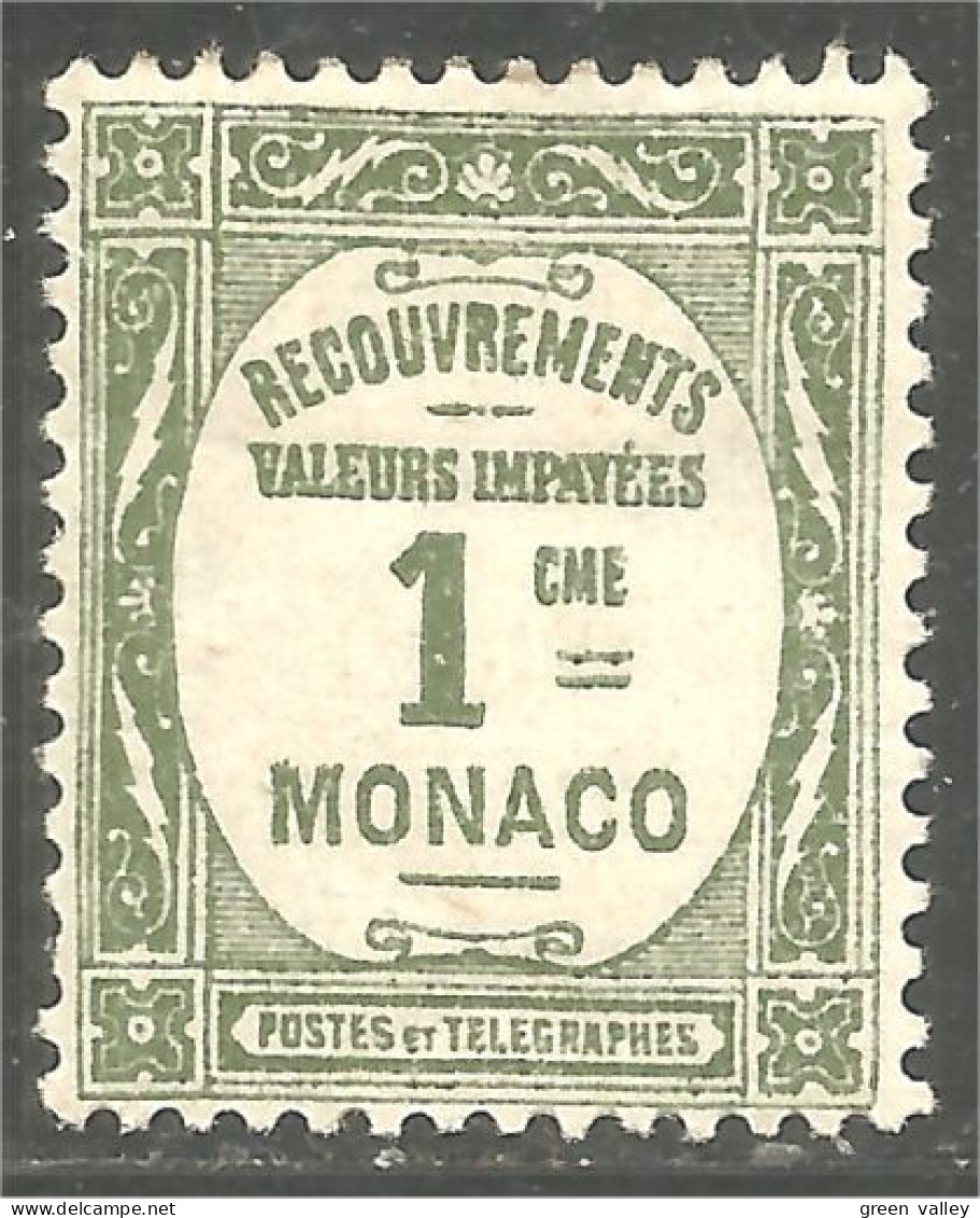 630 Monaco 1924 Yv 13 Taxe Postage Due 1c Olive MH * Neuf (MON-345c) - Portomarken