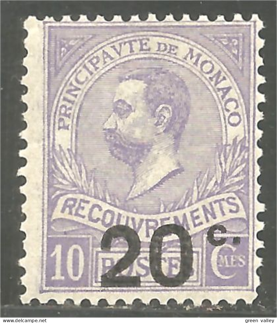 630 Monaco 1919 Yv 11 Taxe Postage Due Prince Albert I 20c Surcharge MH * Neuf Très Légère (MON-342) - Portomarken