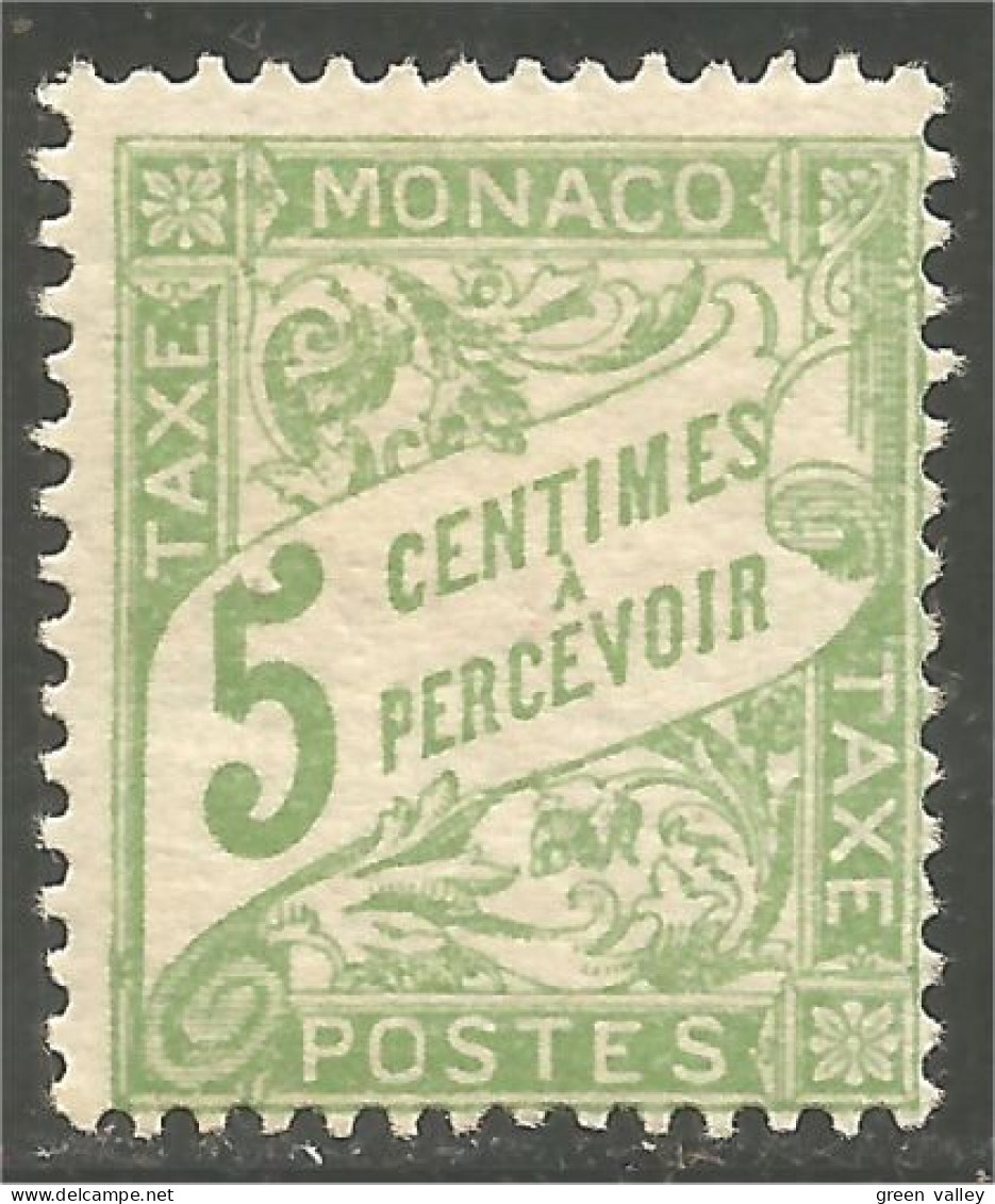 630 Monaco 1905 Yv 2 Taxe Postage Due 5c Vert-jaune MH * Neuf (MON-337) - Impuesto