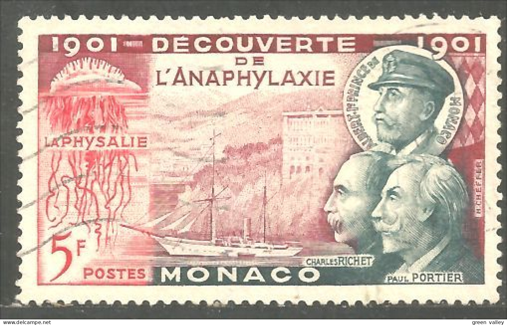 630 Monaco 1953 Yv 394 Découverte Anaphylaxie Phylasie Richer Portier (MON-285a) - Medicine