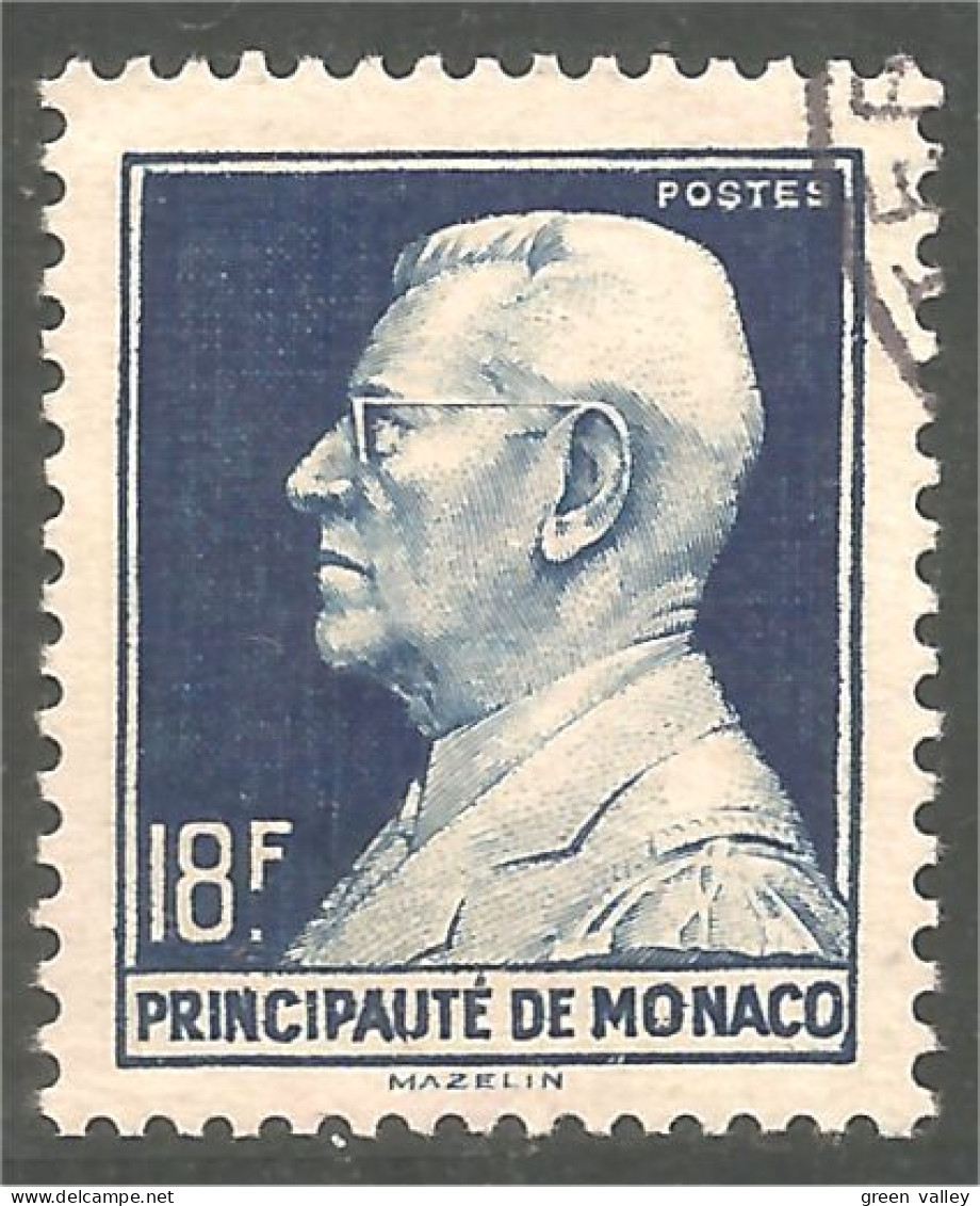 630 Monaco 1948 Yv 306 Prince Louis II 18f Bleu (MON-254a) - Usati