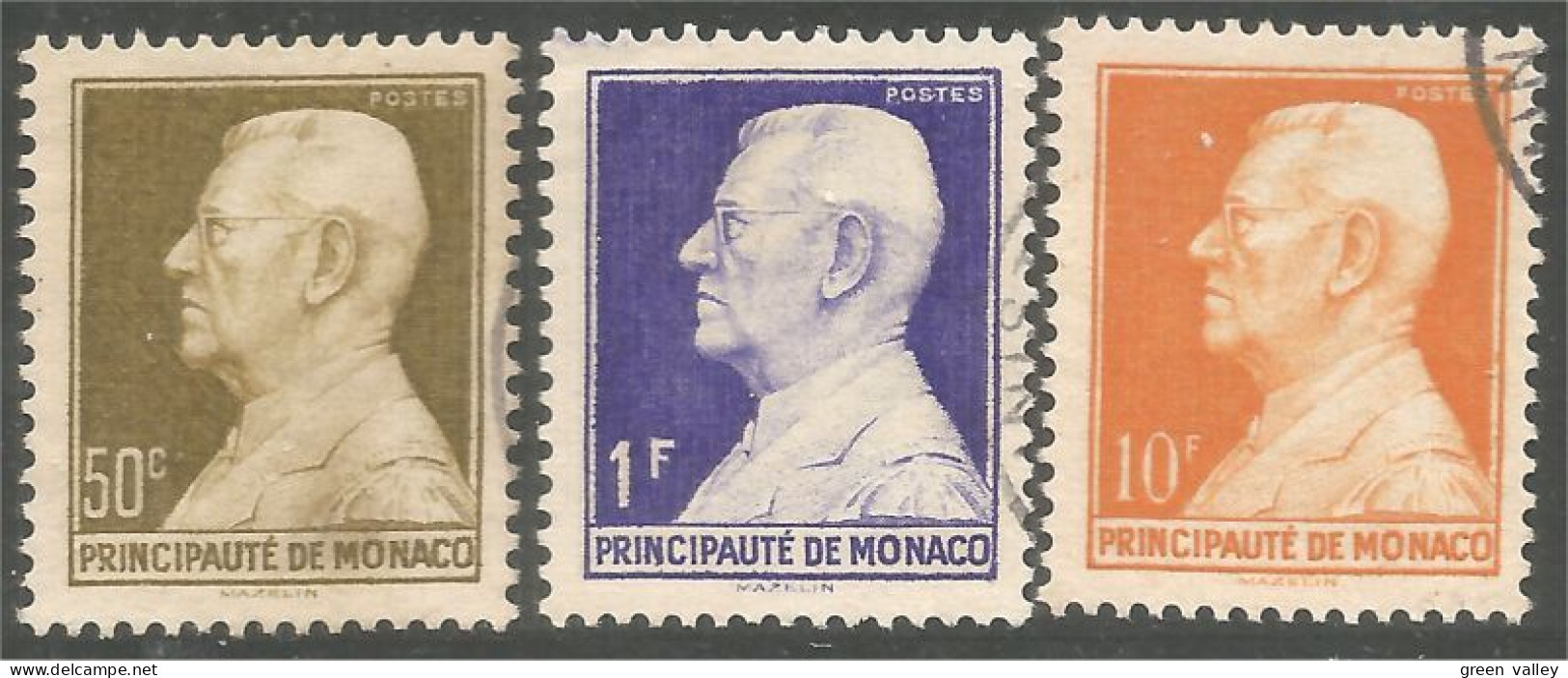 630 Monaco 1948 Yv 302A-304A Prince Louis II (MON-249) - Gebraucht