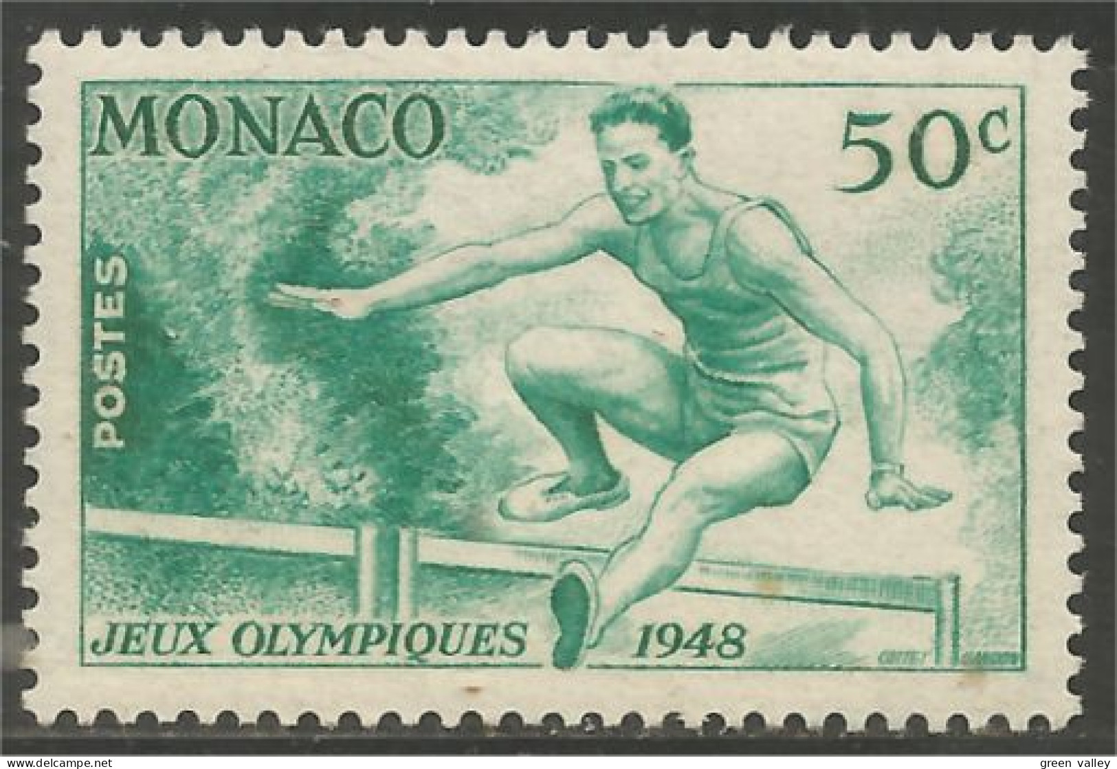 630 Monaco 1948 Yv 319 Athlétisme Course Haies Hurdles Running MH * Neuf (MON-240b) - Sommer 1948: London