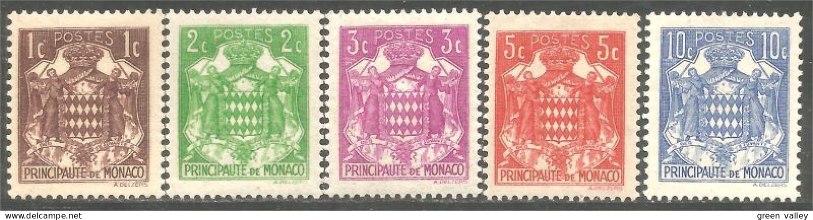 630 Monaco 1937 Yv 154-158 Armoiries Coat Of Arms MH * Neuf (MON-180b) - Postzegels