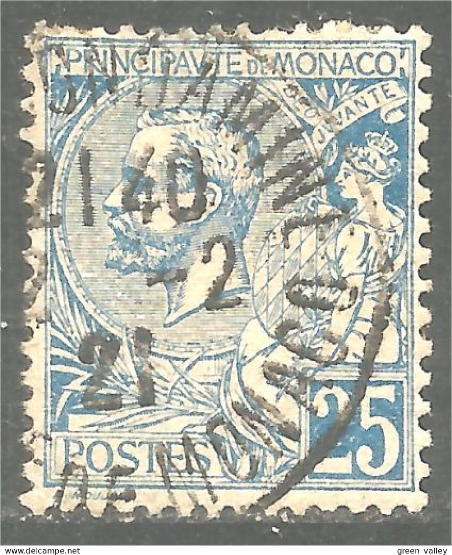 630 Monaco 1901 Yv 25 Prince Albert I 25c Bleu Obl CONDAMINE TTB (MON-165b) - Used Stamps