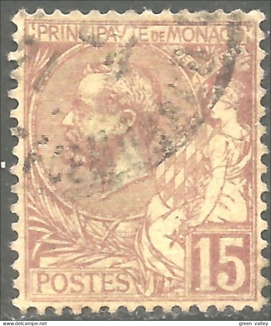 630 Monaco 1901 Yv 24 Prince Albert I 15c Brun Lilas TTB (MON-164) - Oblitérés