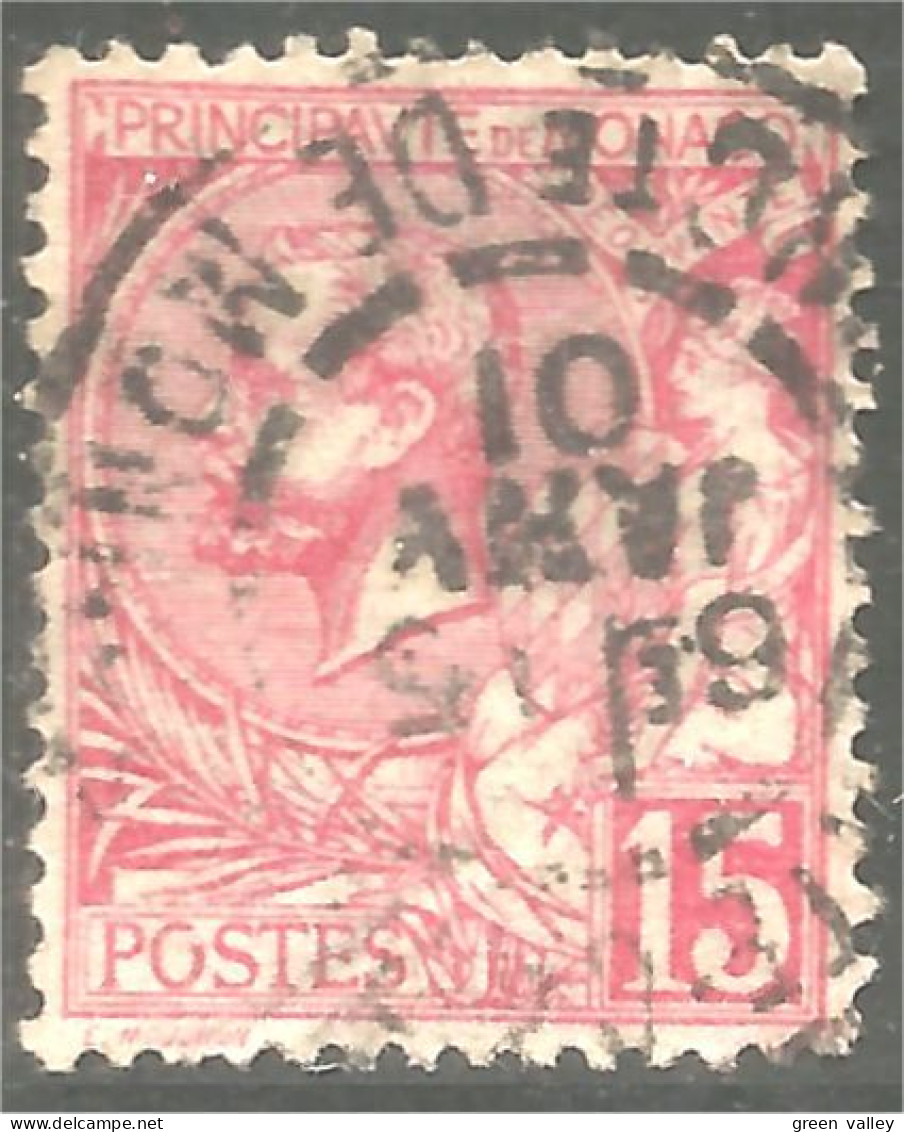 630 Monaco 1881 Yv 15 Prince Albert I 15c Rose TTB (MON-158a) - Used Stamps