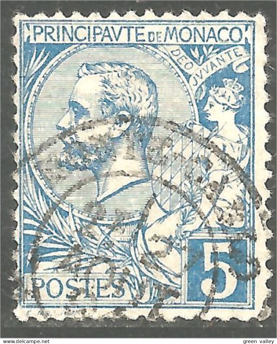 630 Monaco 1881 Yv 13 Prince Albert I 5c Bleu TTB (MON-156a) - Used Stamps