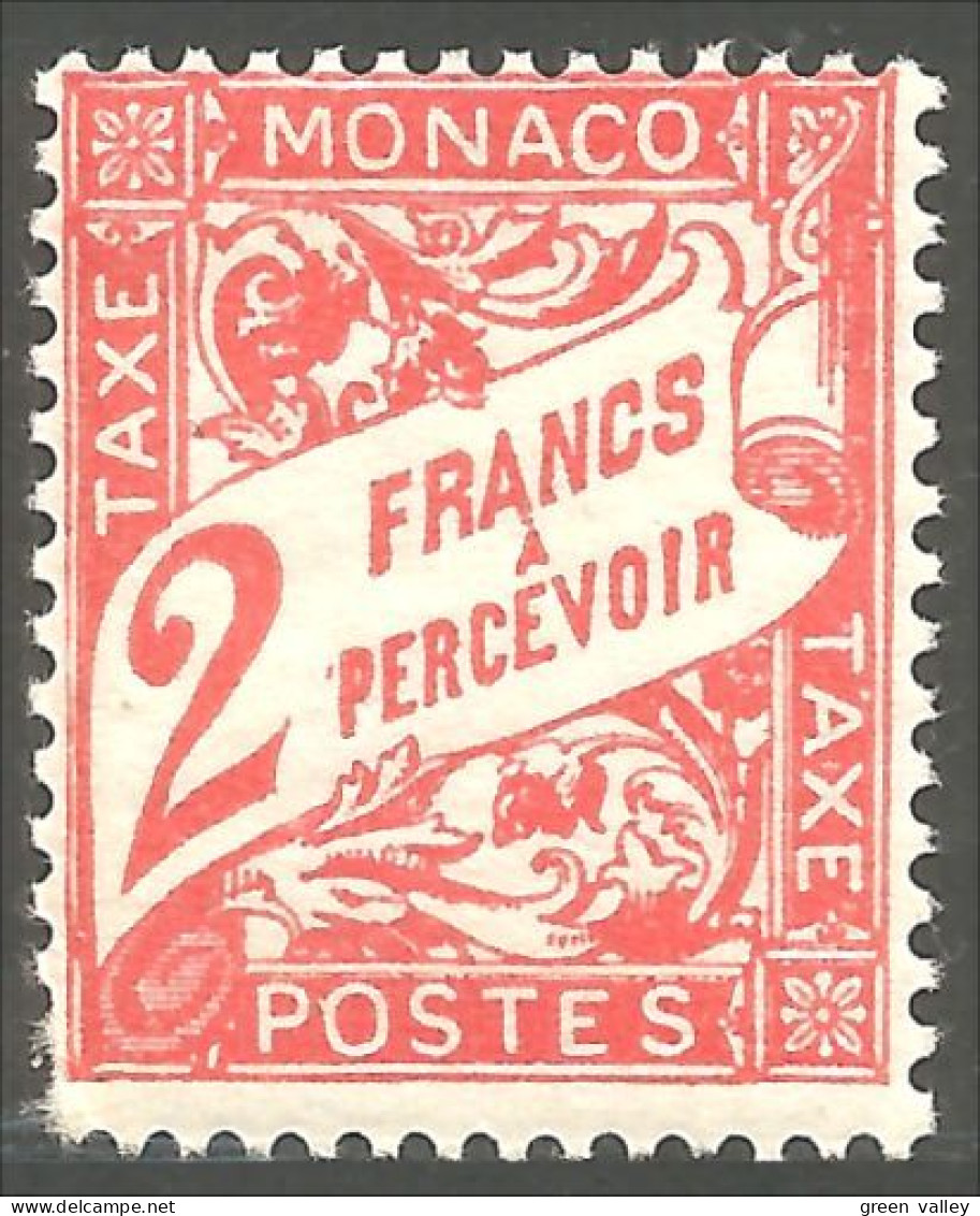 630 Monaco YT 24 Taxe Postage Due 1926 2 Francs Vermillon MH * Neuf (MON-125) - Postage Due