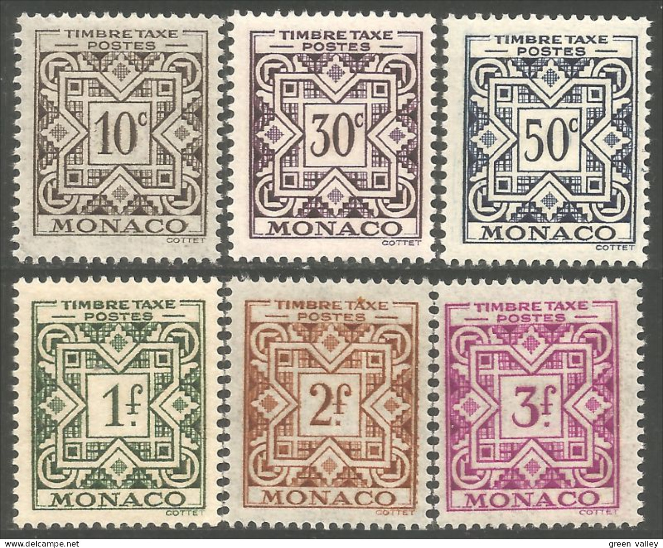 630 Monaco YT 29-34 Taxe Postage Due 1946 10c - 3 Francs MVLH * Neuf Légère (MON-126) - Taxe