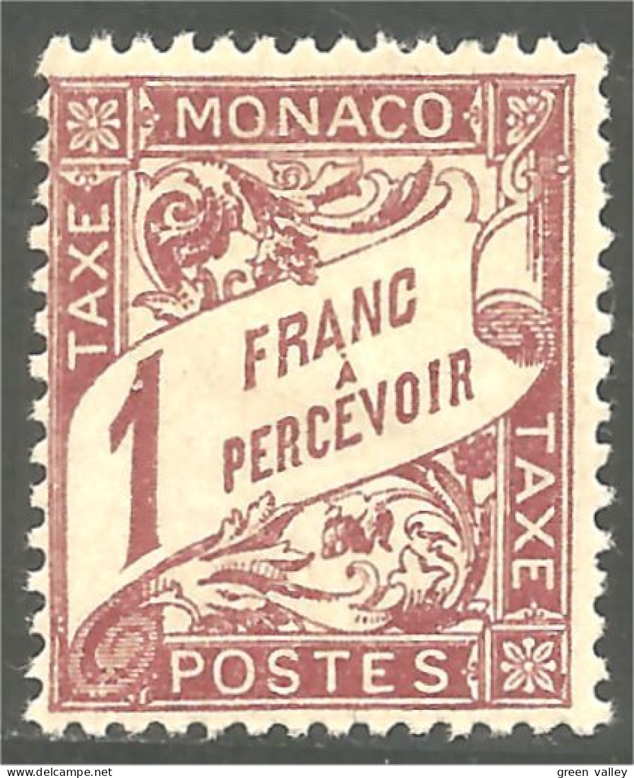 630 Monaco YT 23 Taxe Postage Due 1926 1 Franc Lilas-brun MH * Neuf (MON-124) - Postage Due