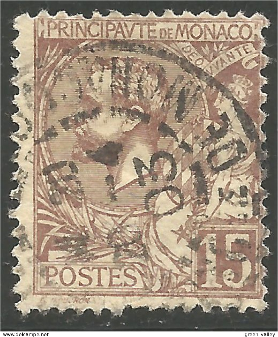 630 Monaco YT 24 15c Brun Sur Paille 1901 (MON-58) - Used Stamps