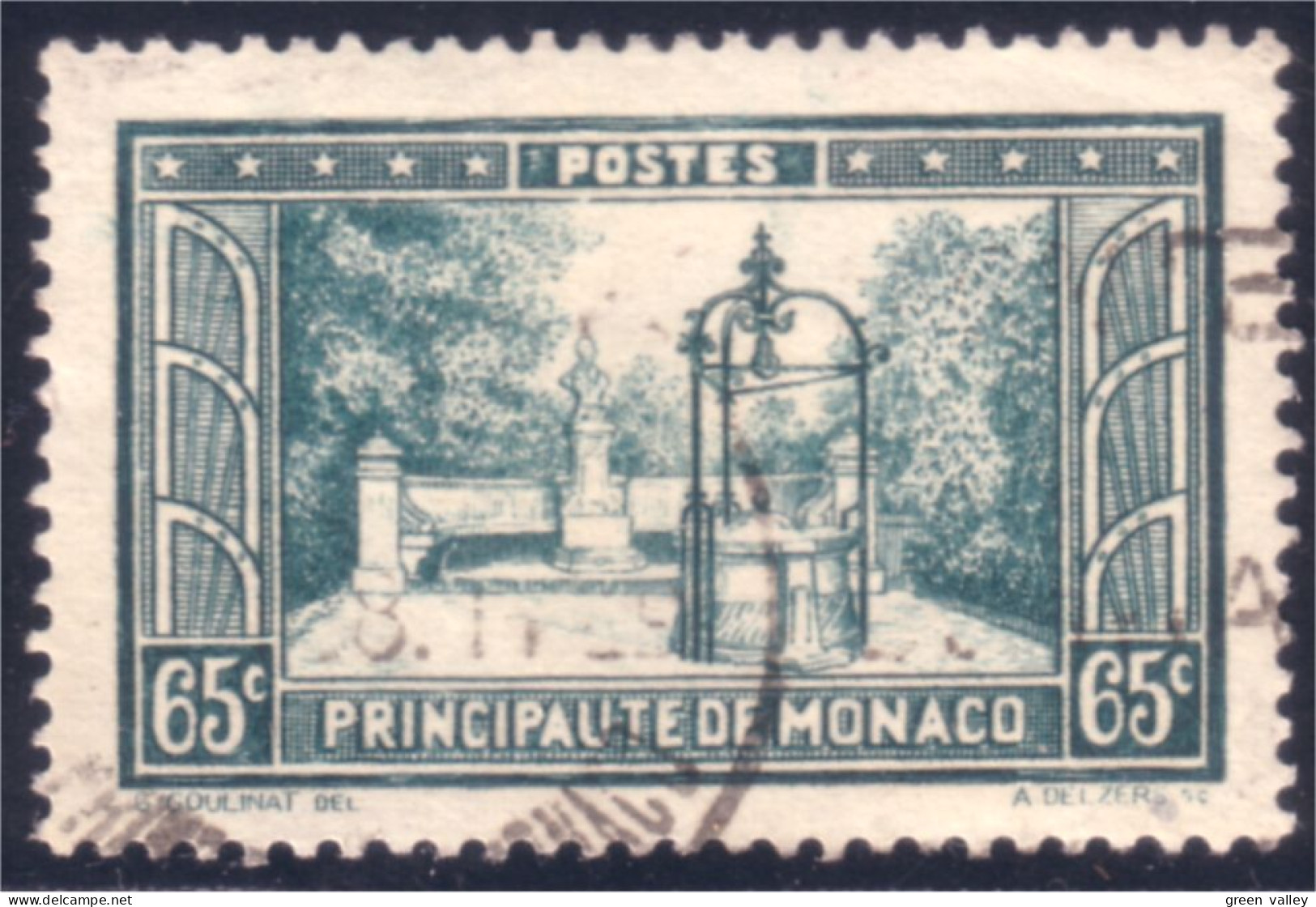 630 Monaco YT 124 65c Vert Place Bosio Oblitération Circulaire (MON-31) - Used Stamps