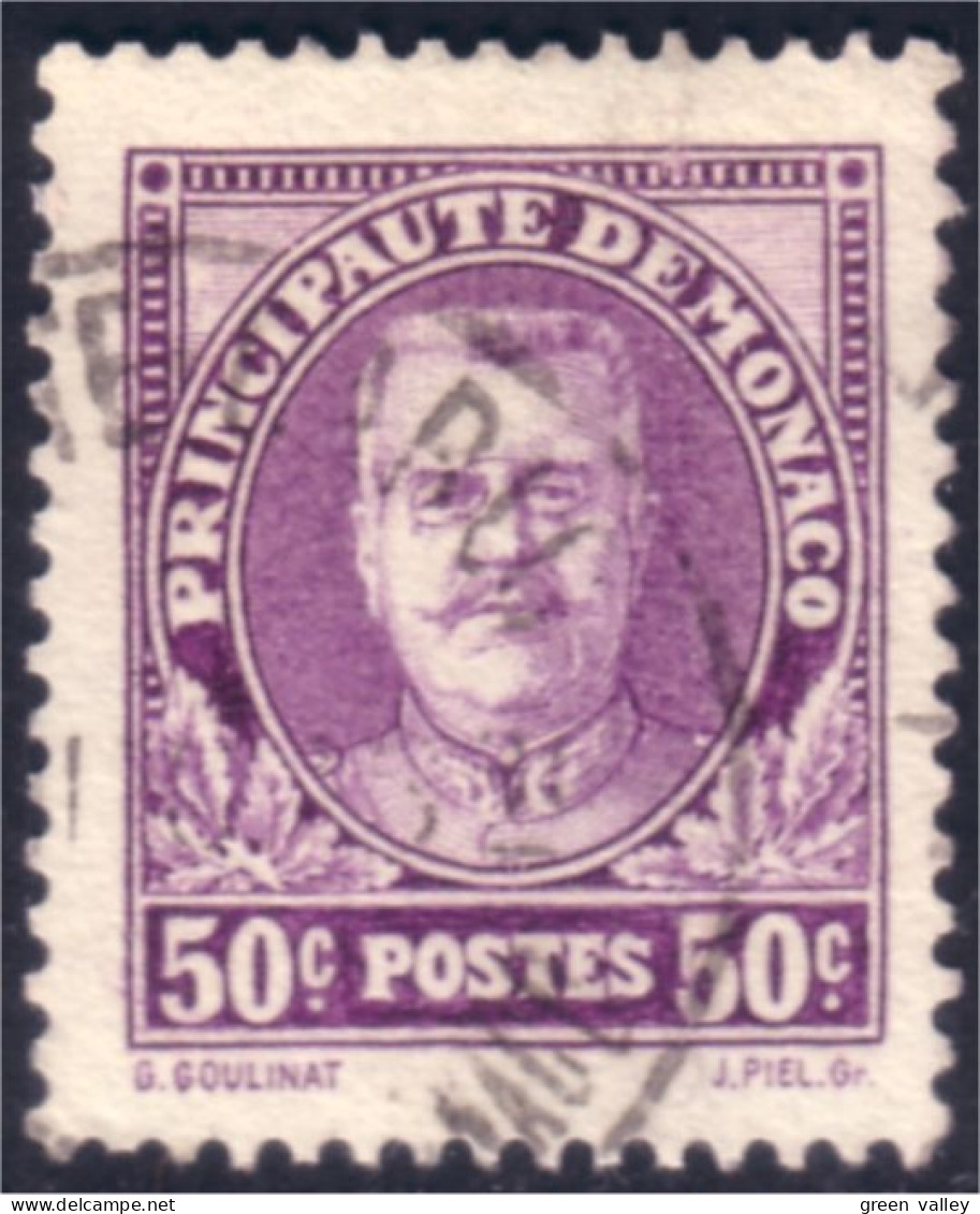 630 Monaco YT 116 50c Violet Centrage Superbe Oblitération Circulaire (MON-29) - Used Stamps